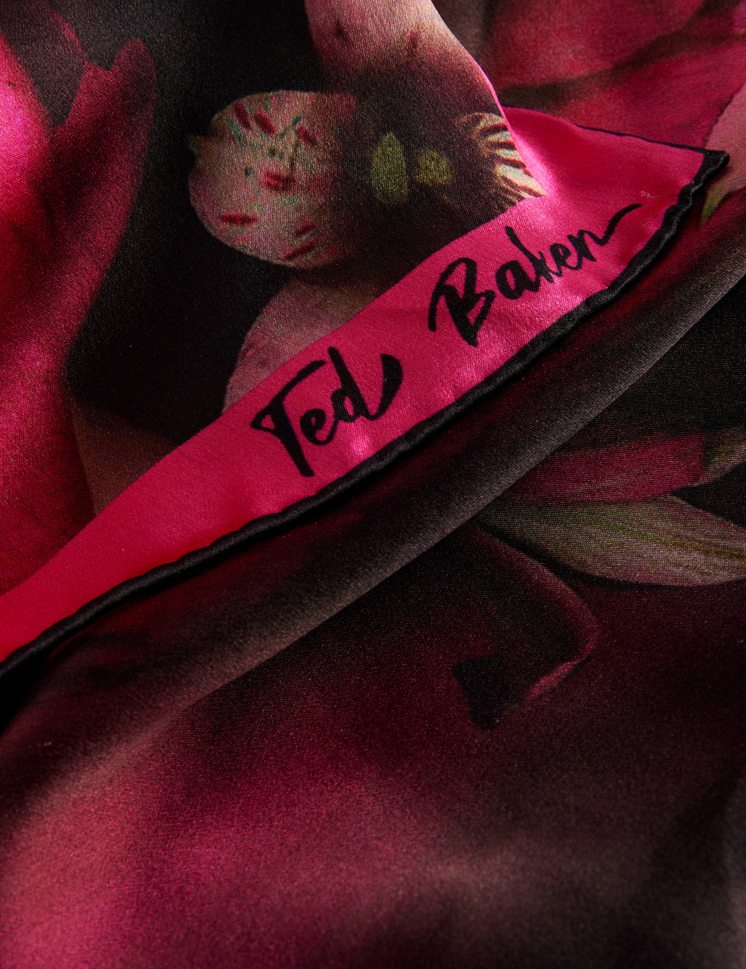 Leeeaa Printed Silk Satin Square Scarf 2 of 2