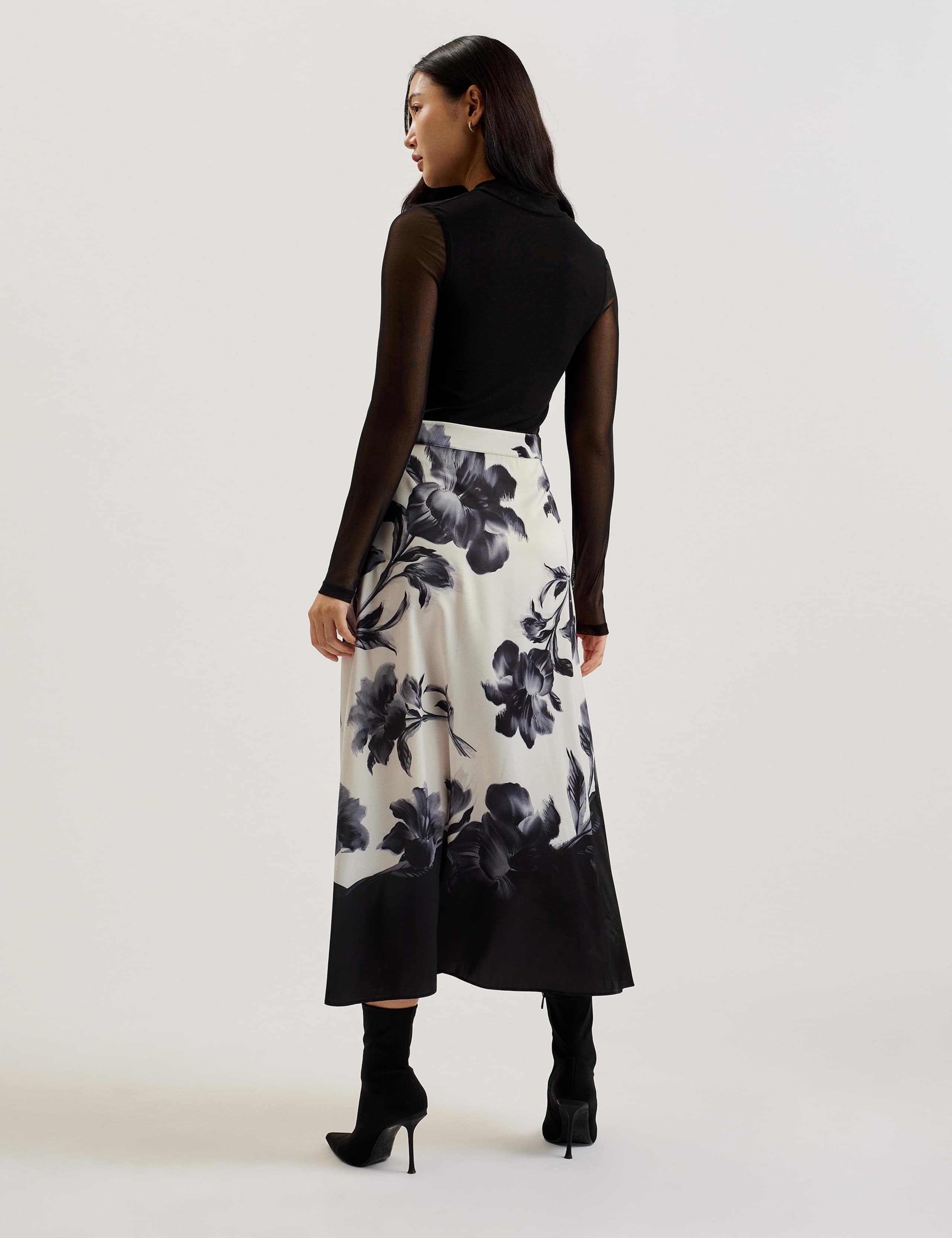Mesh Floral Midi Waisted Dress 3 of 3