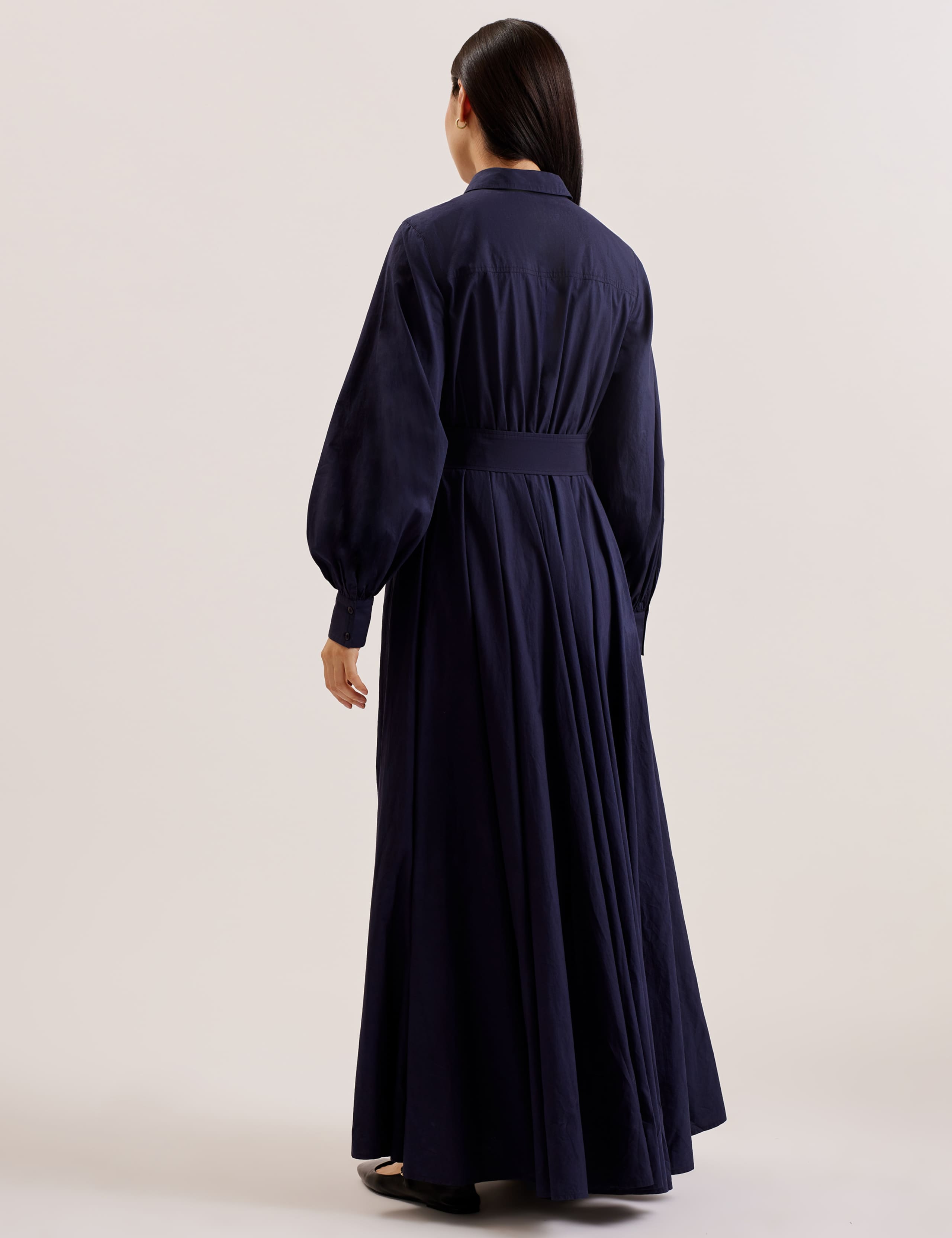 Pure Cotton Belted Maxi Shirt Dress 3 of 3