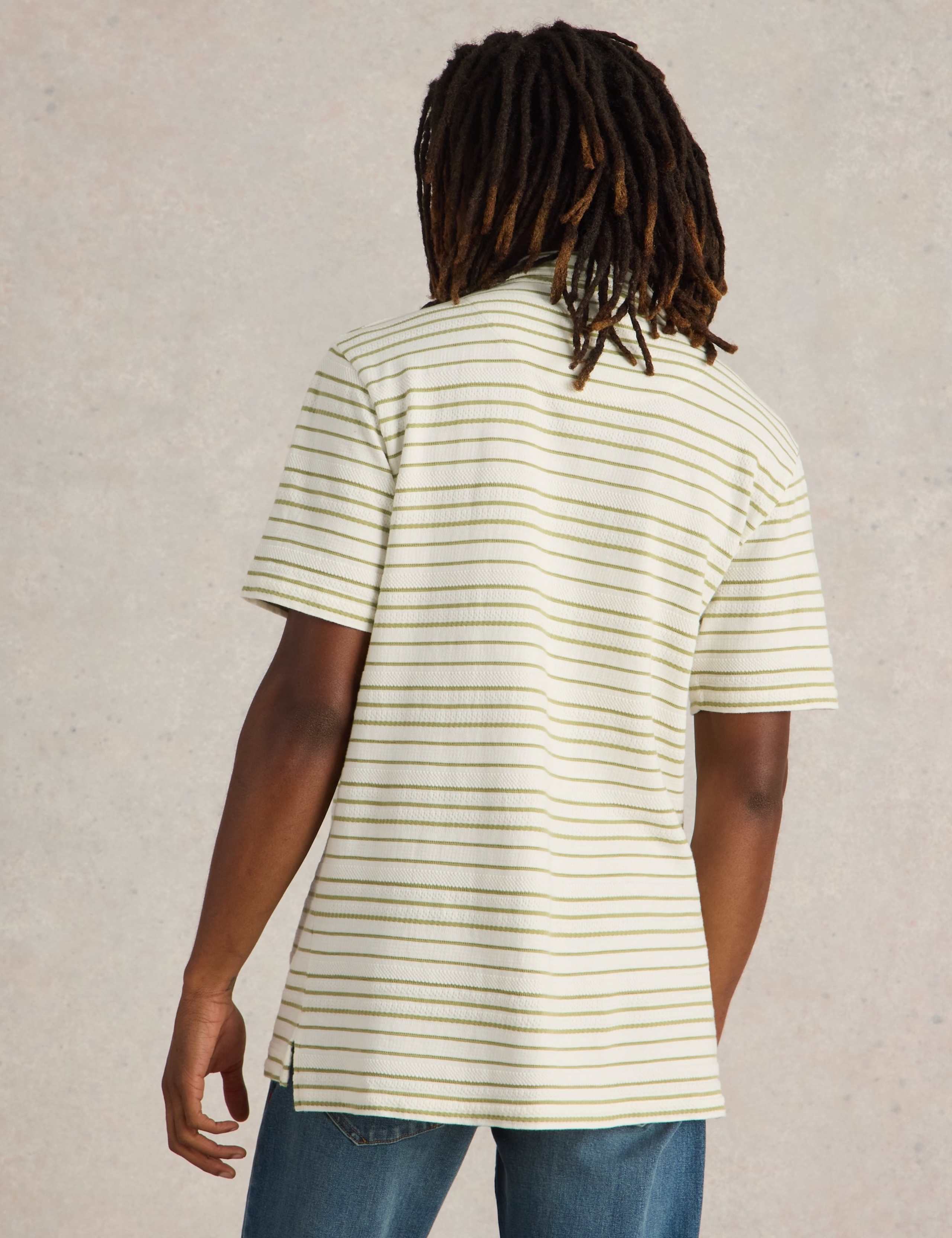 Pure Cotton Jacquard Striped Polo Shirt 4 of 6