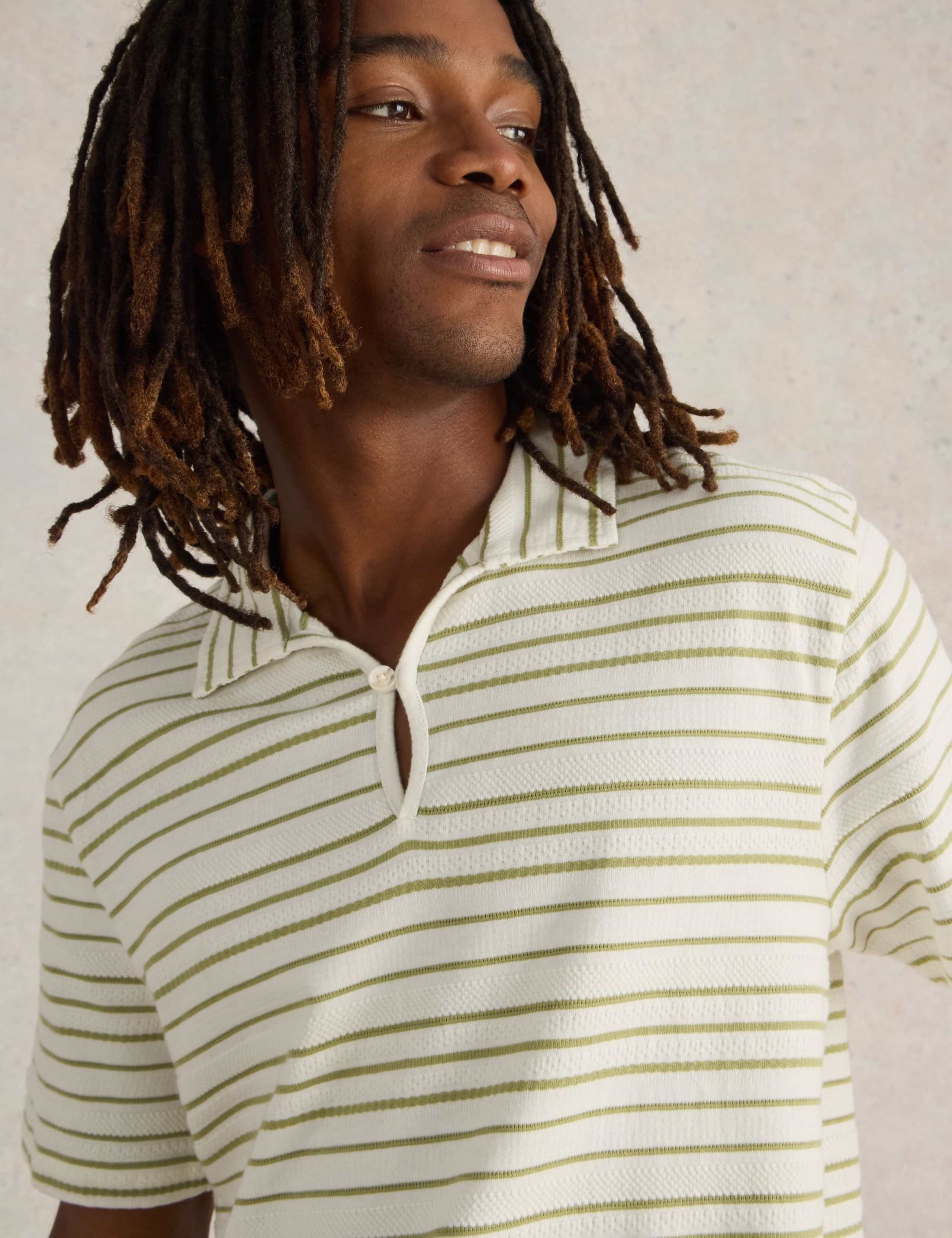 Pure Cotton Jacquard Striped Polo Shirt 5 of 6