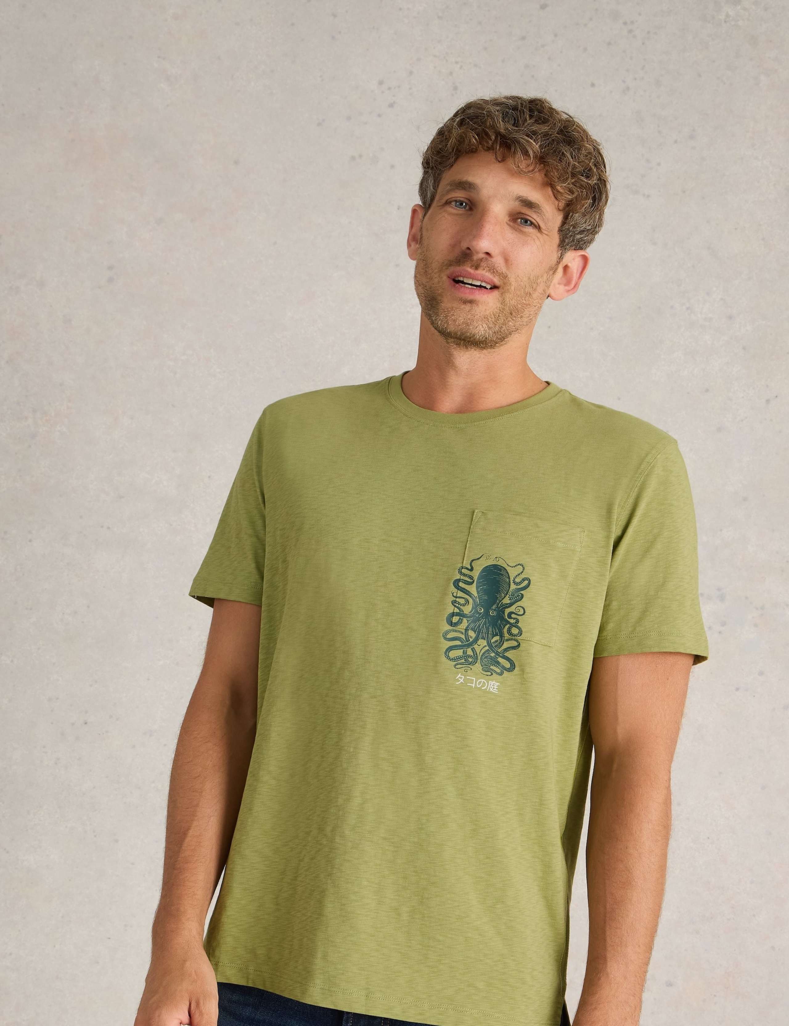 Pure Cotton Octopus Graphic Crew Neck T-Shirt 5 of 6