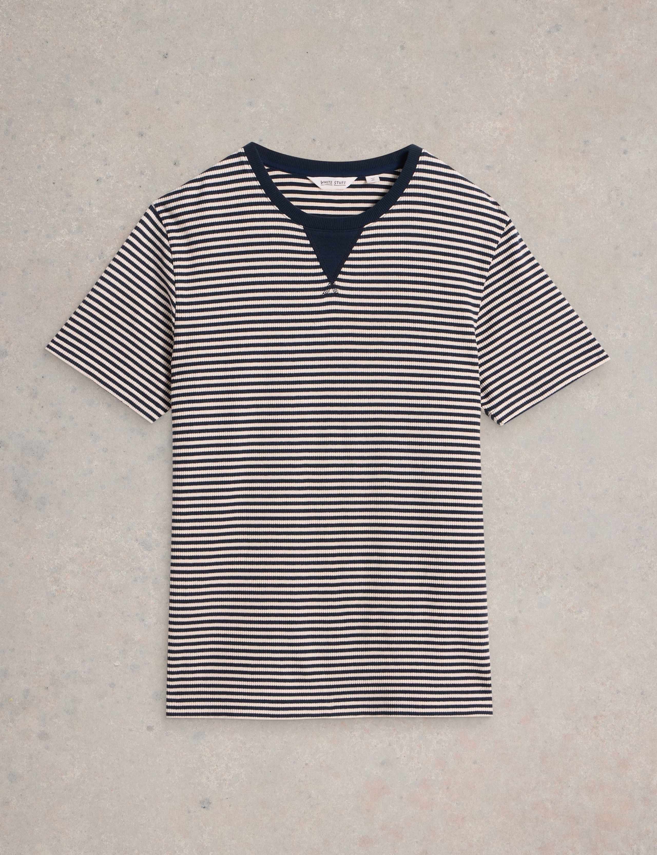 Cotton Rich Striped Crew Neck T-Shirt 2 of 6