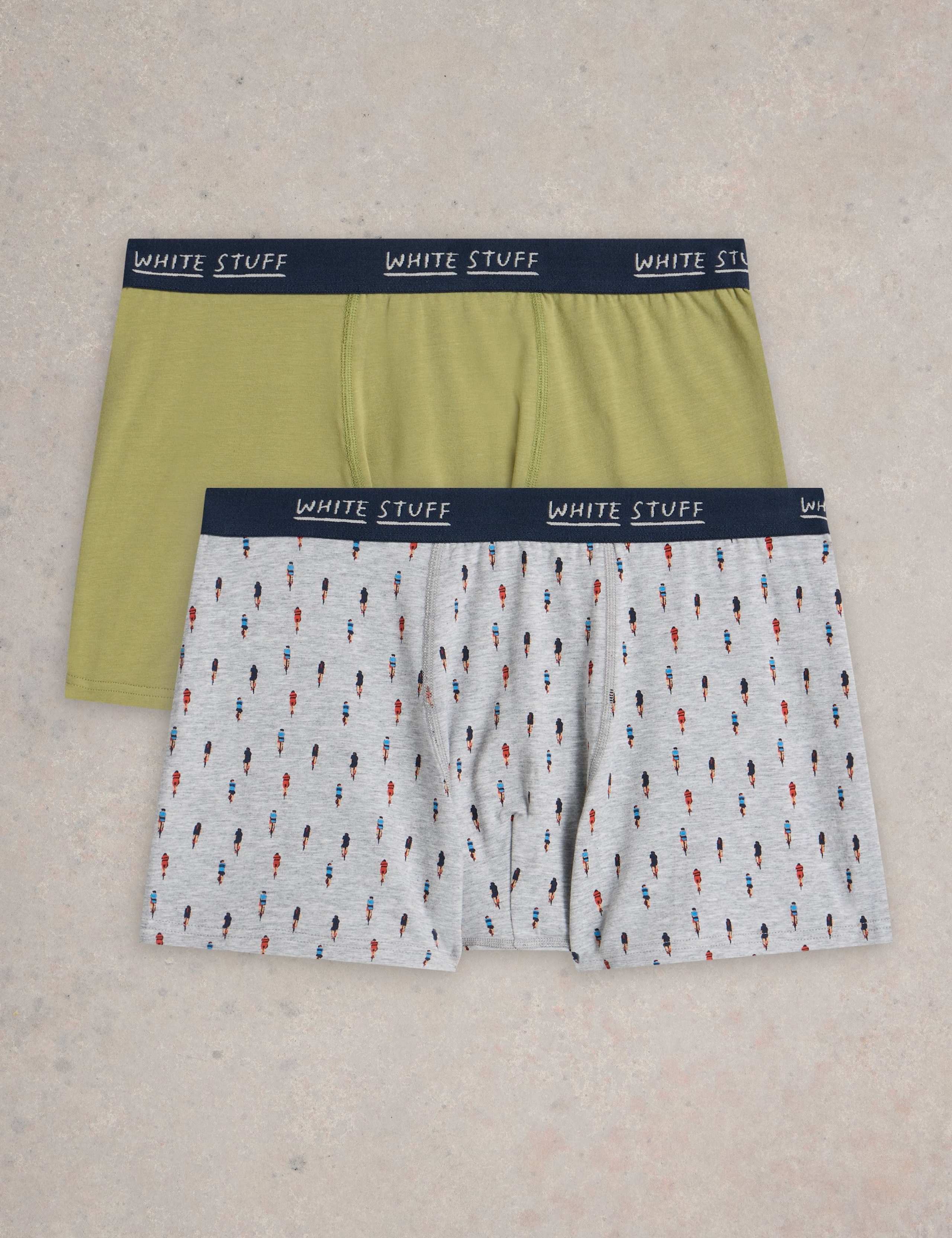 2 Pack Cotton Rich Bicycle & Plain Boxers 1 of 3