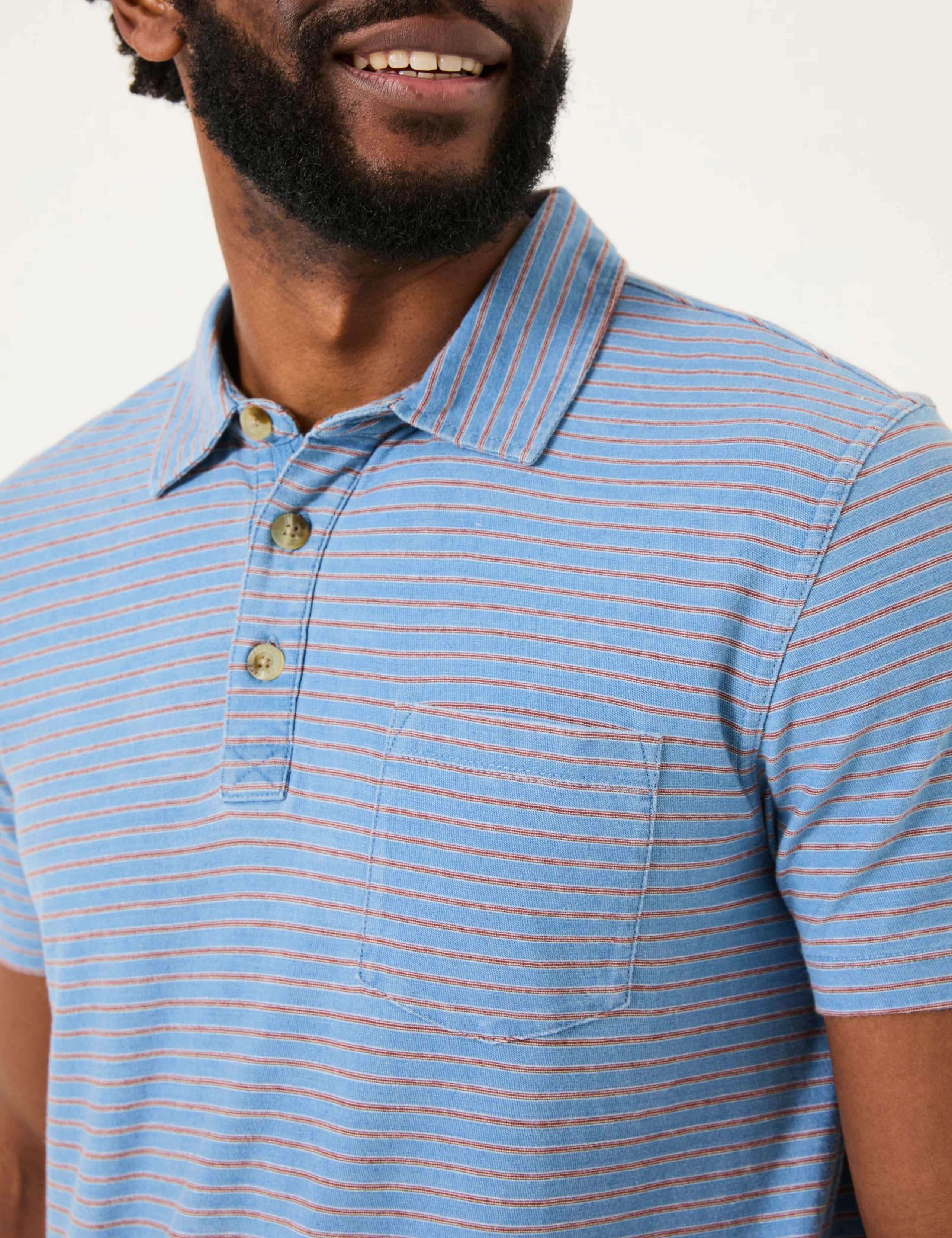Pure Cotton Striped Polo Shirt 4 of 5