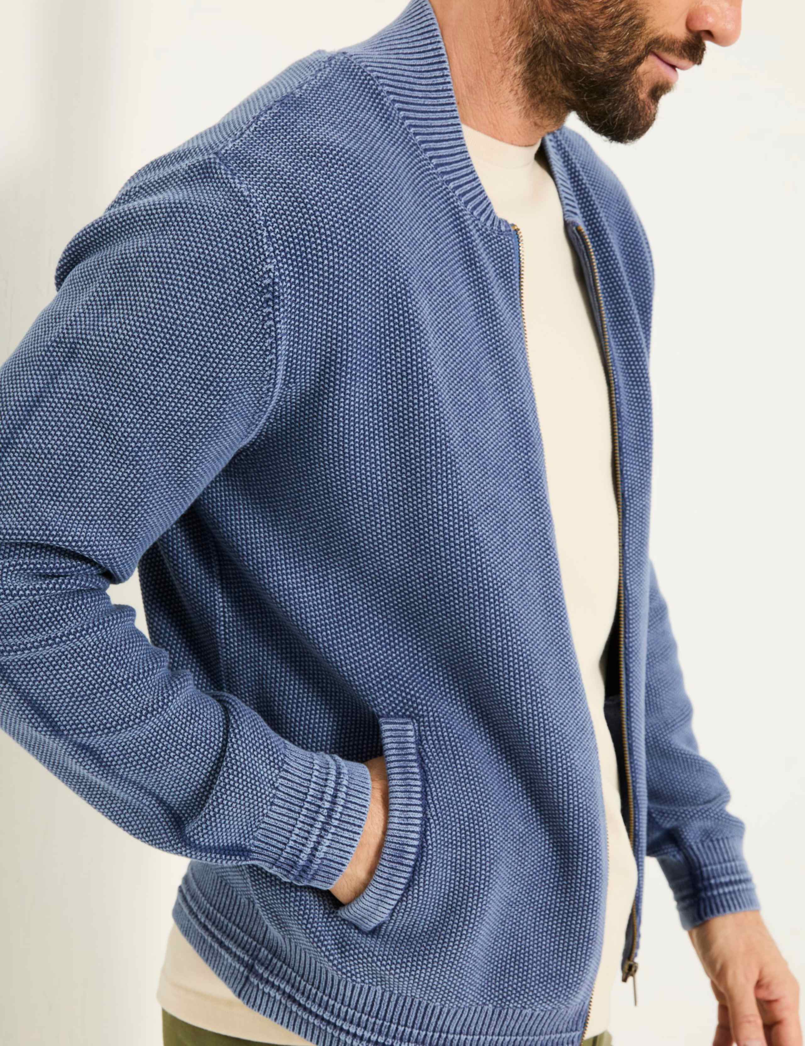 Pure Cotton Zip Up Knitted Bomber 5 of 5