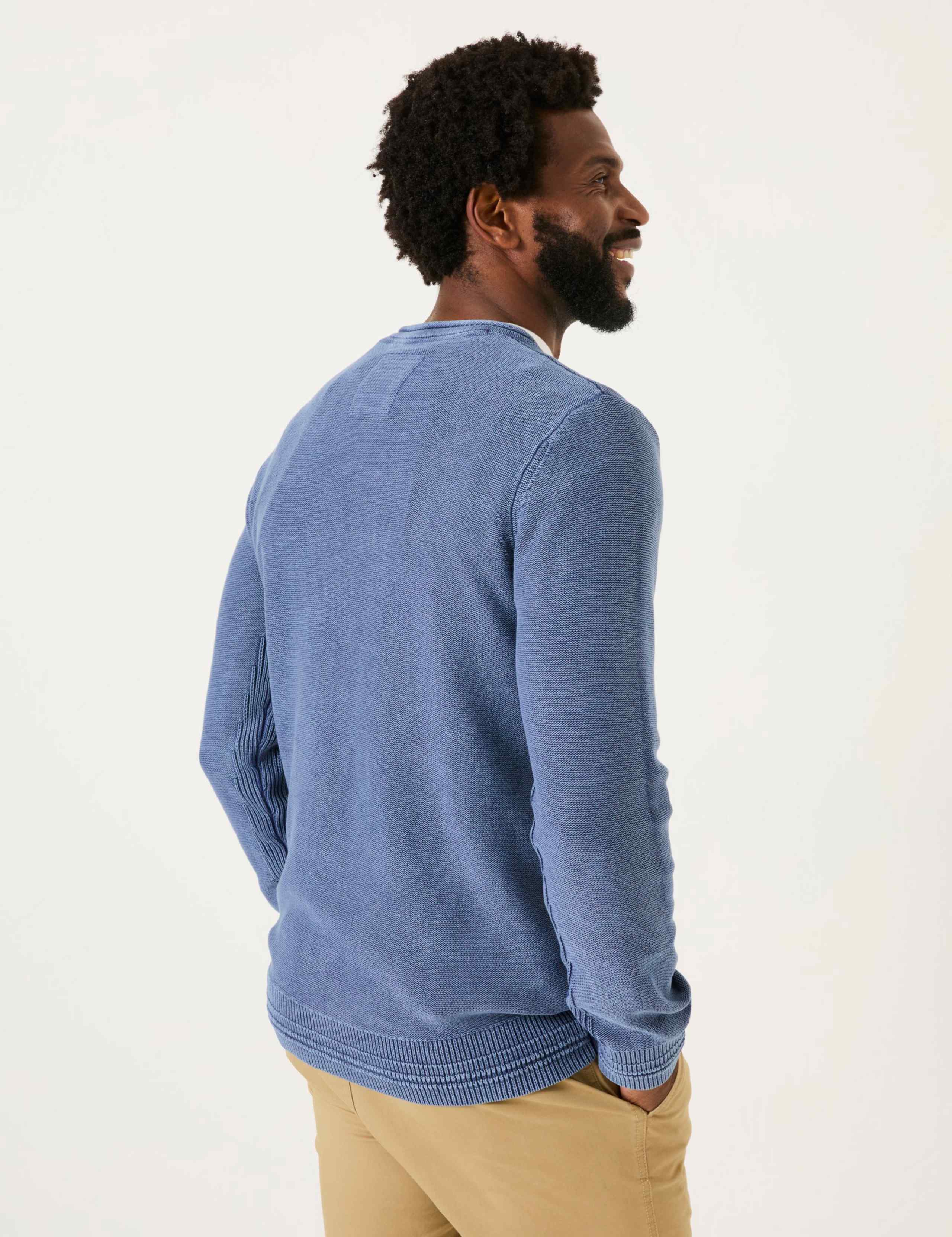 Pure Cotton Textured Crew Neck Jumper 3 of 5