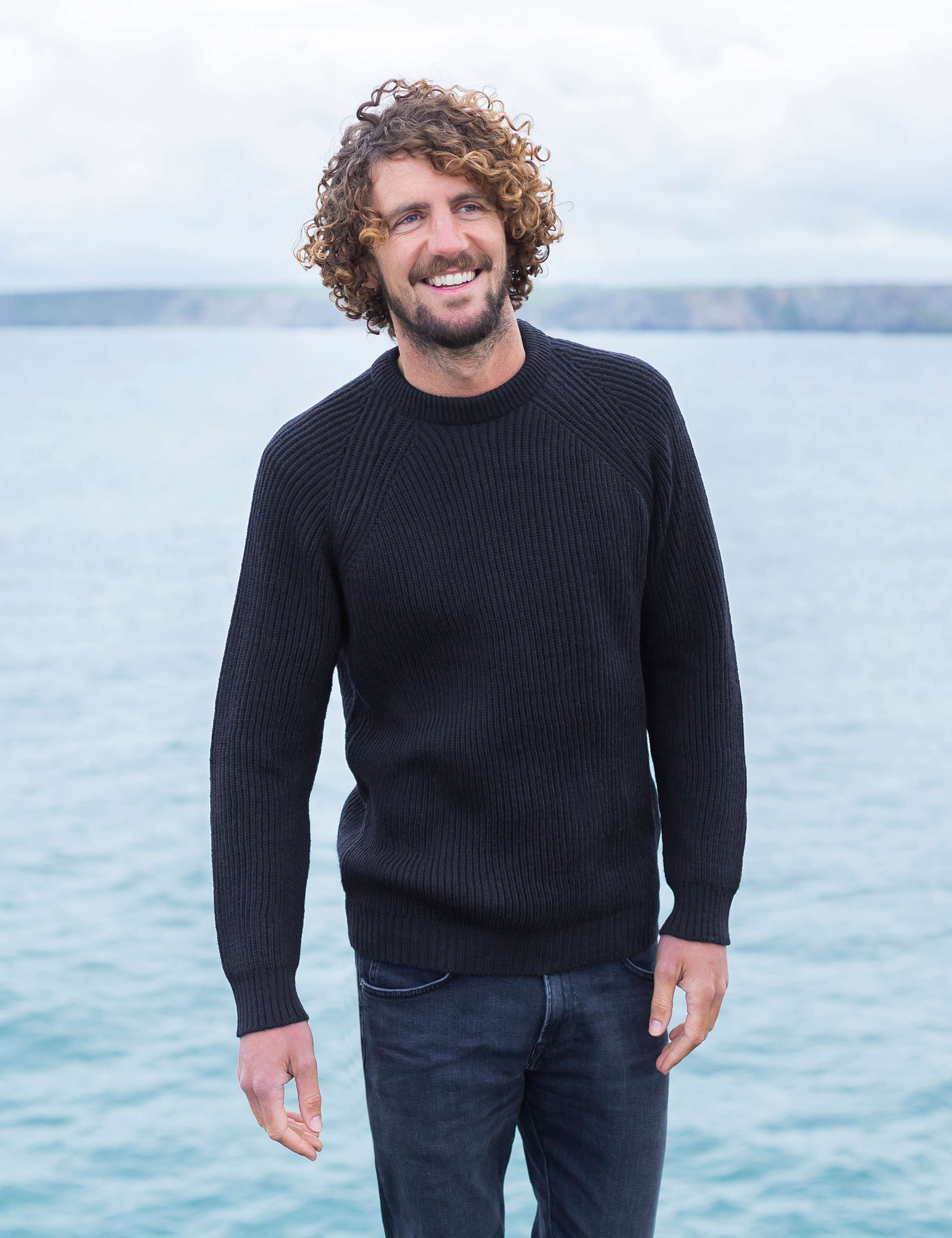 Pure Merino Wool Ribbed Crew Neck Jumper 1 of 5