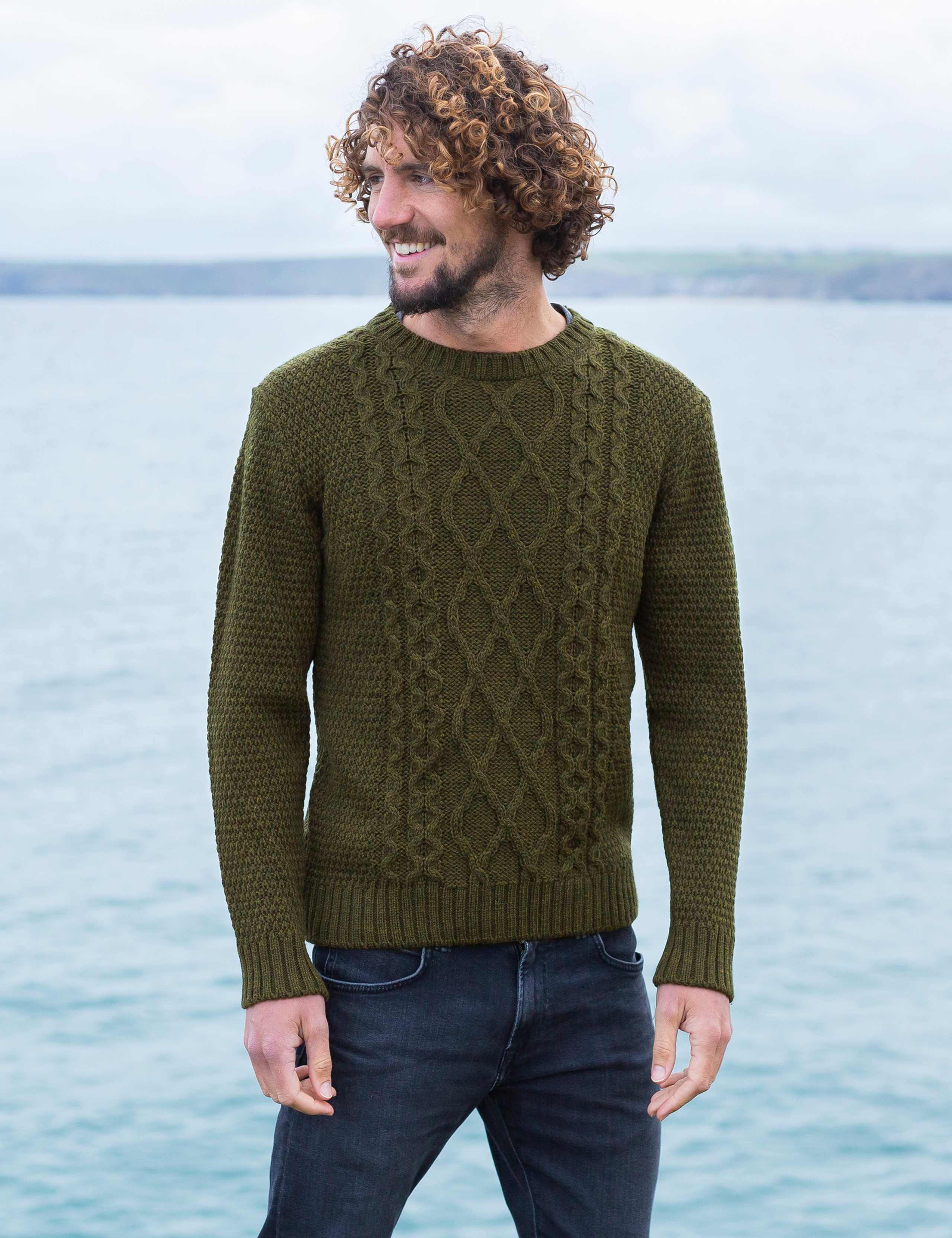 Pure Merino Wool Cable Crew Neck Jumper 1 of 3