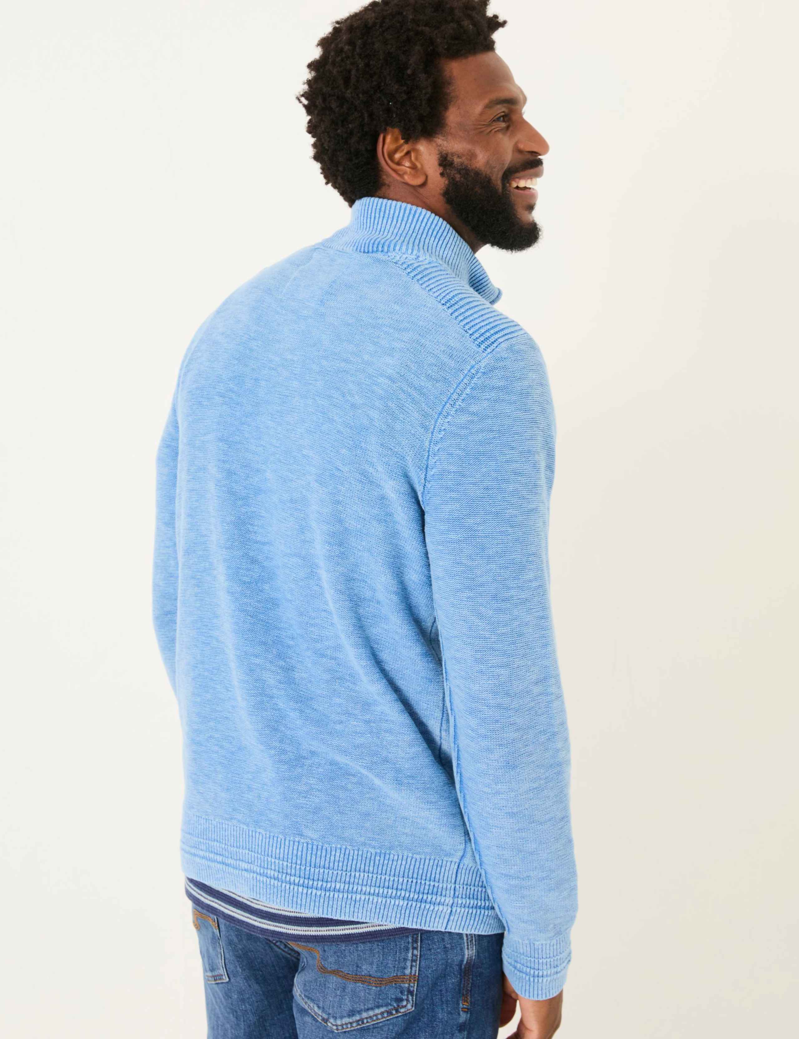 Pure Cotton Textured Half Zip Jumper 3 of 6