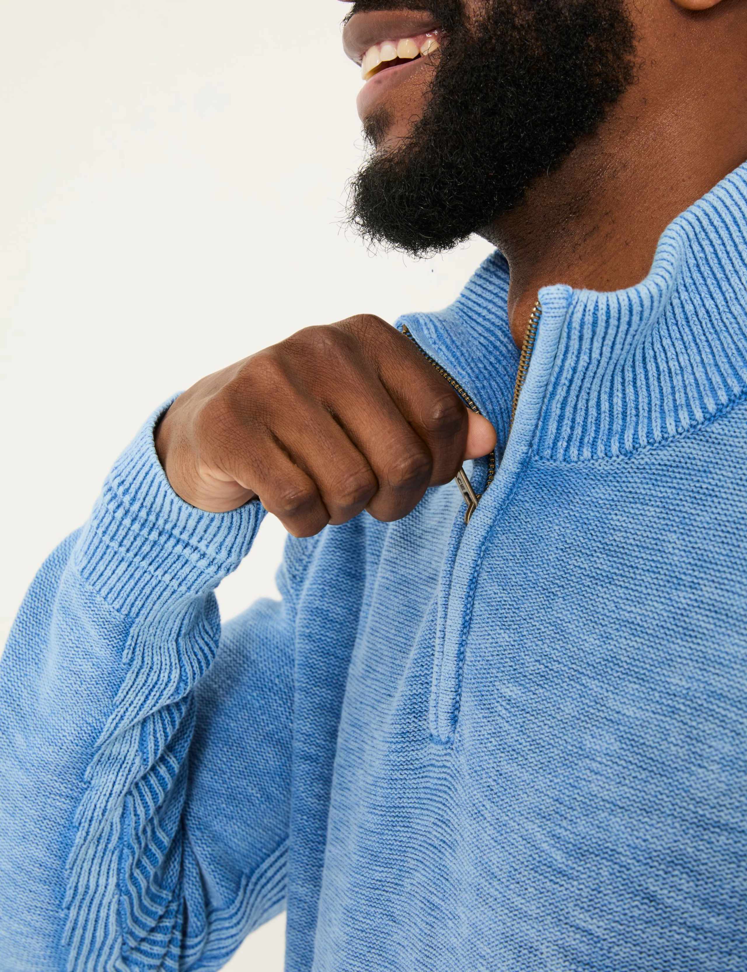 Pure Cotton Textured Half Zip Jumper 4 of 6