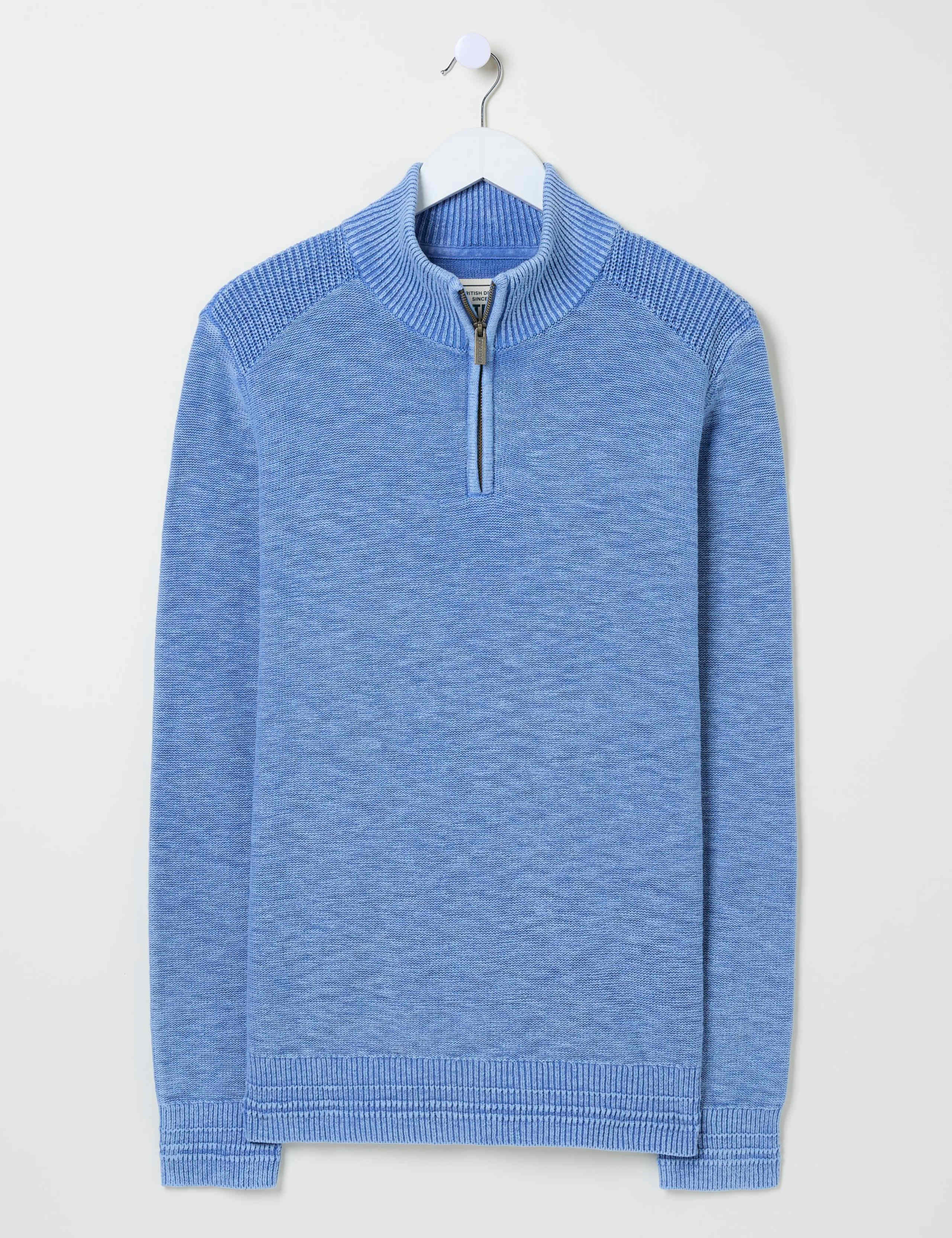Pure Cotton Textured Half Zip Jumper 2 of 6
