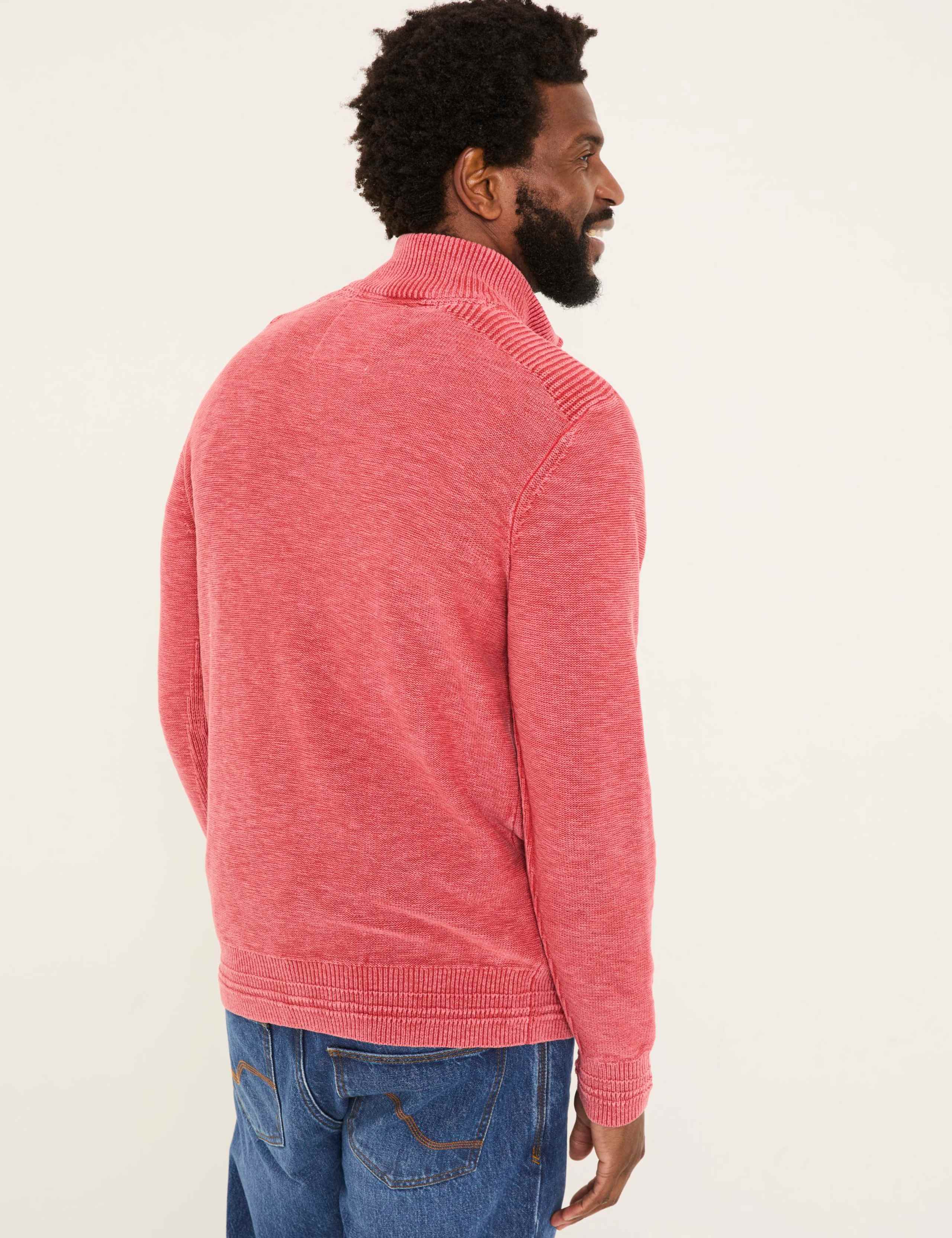 Pure Cotton Textured Half Zip Jumper 3 of 6