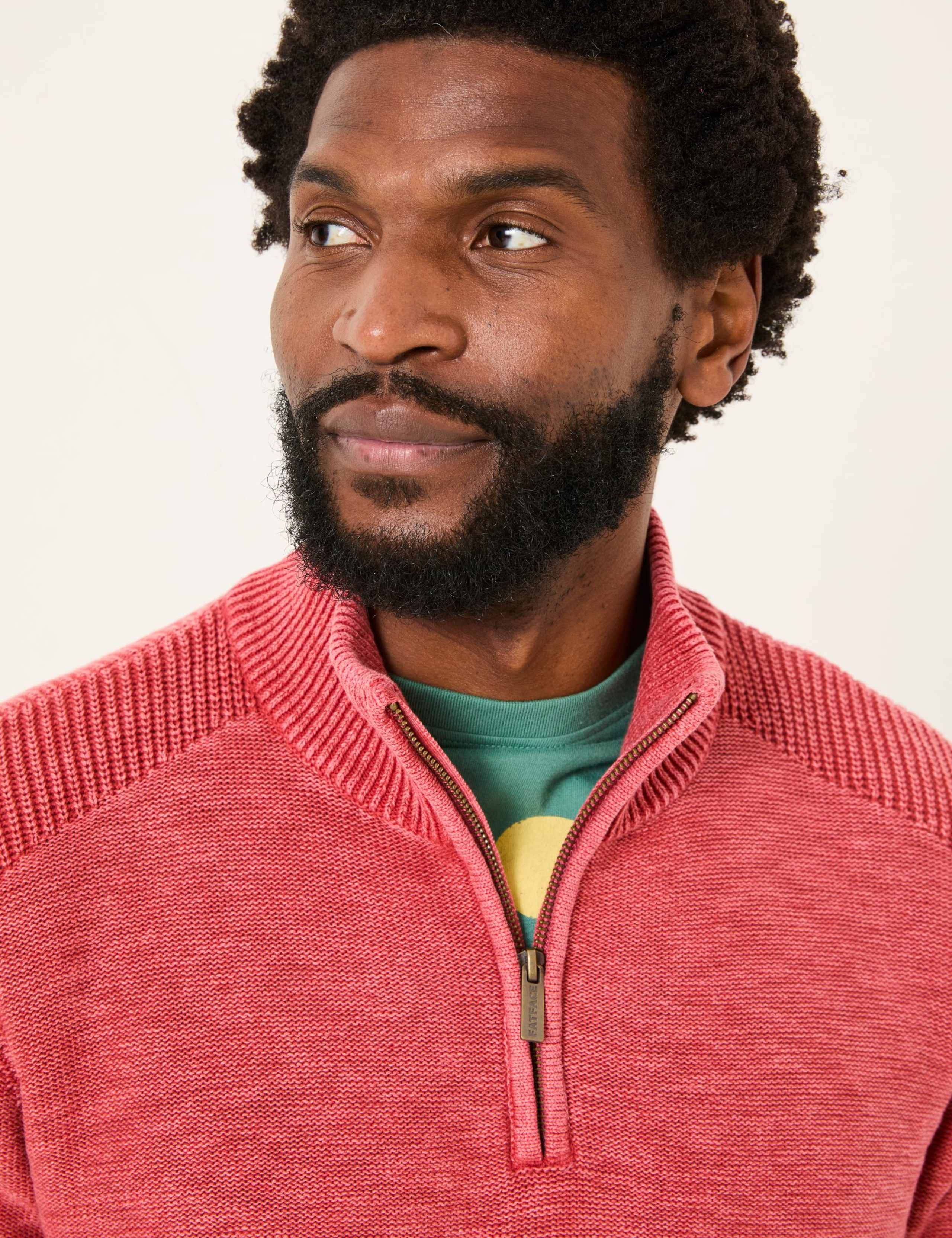Pure Cotton Textured Half Zip Jumper 4 of 6