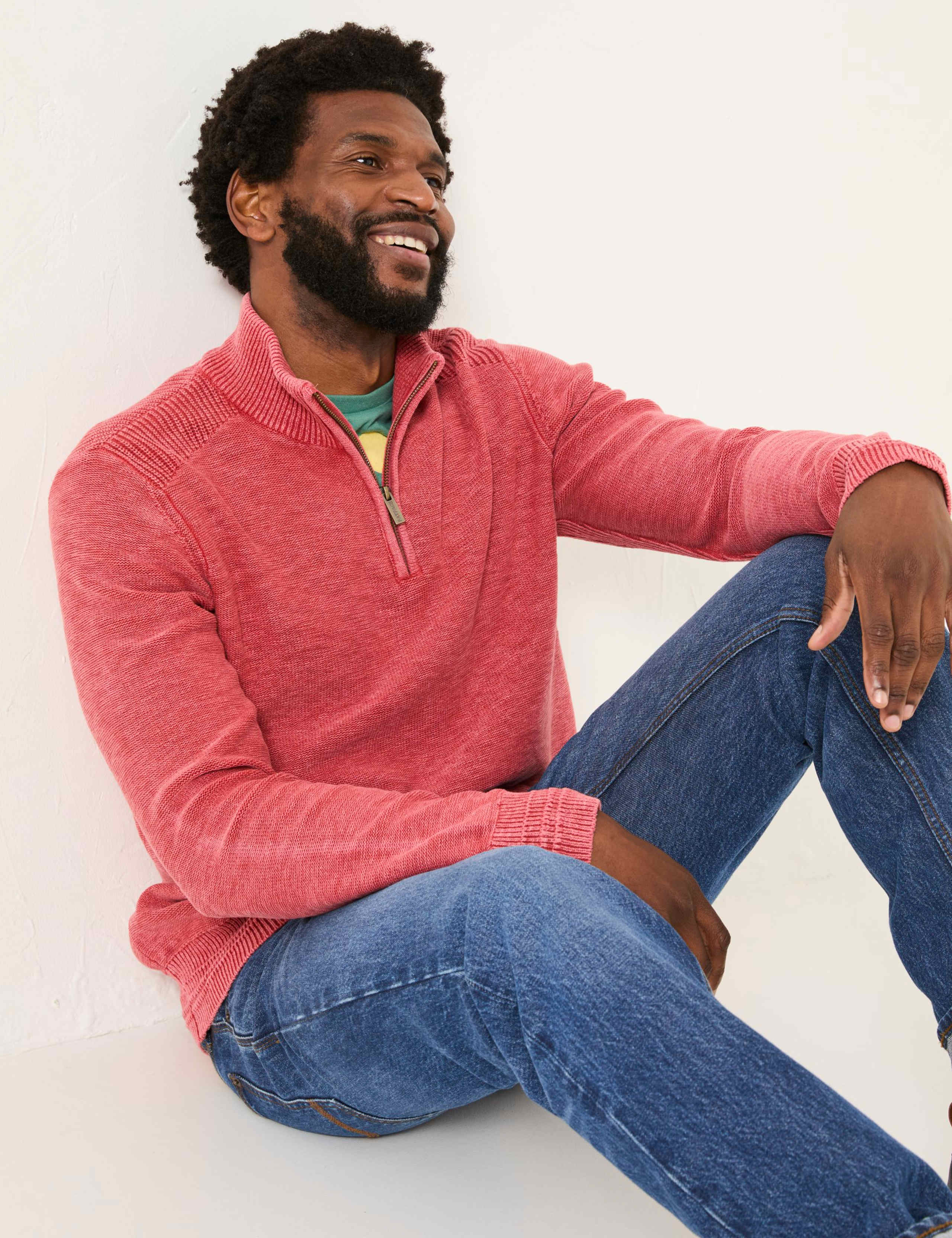Pure Cotton Textured Half Zip Jumper 6 of 6