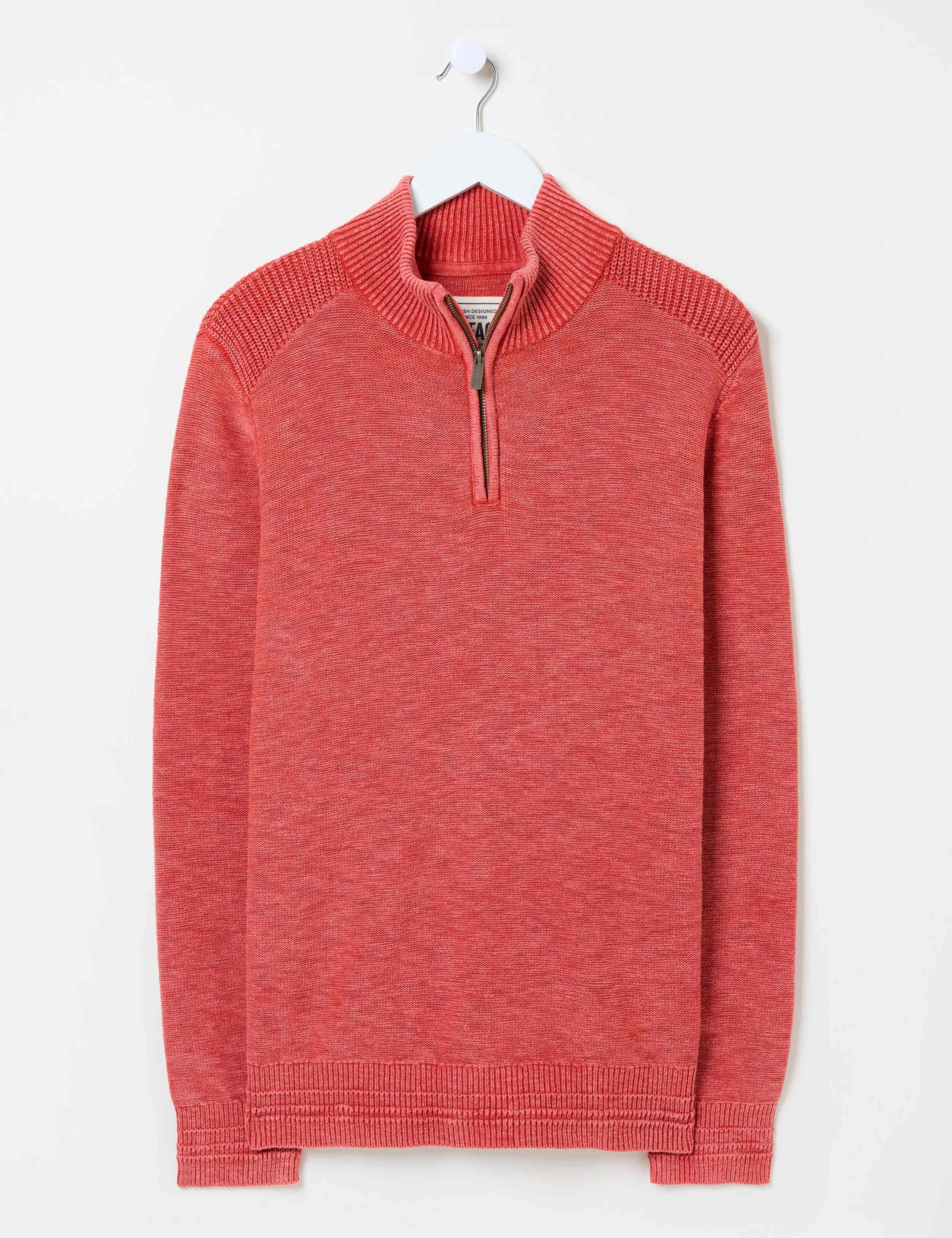 Pure Cotton Textured Half Zip Jumper 2 of 6