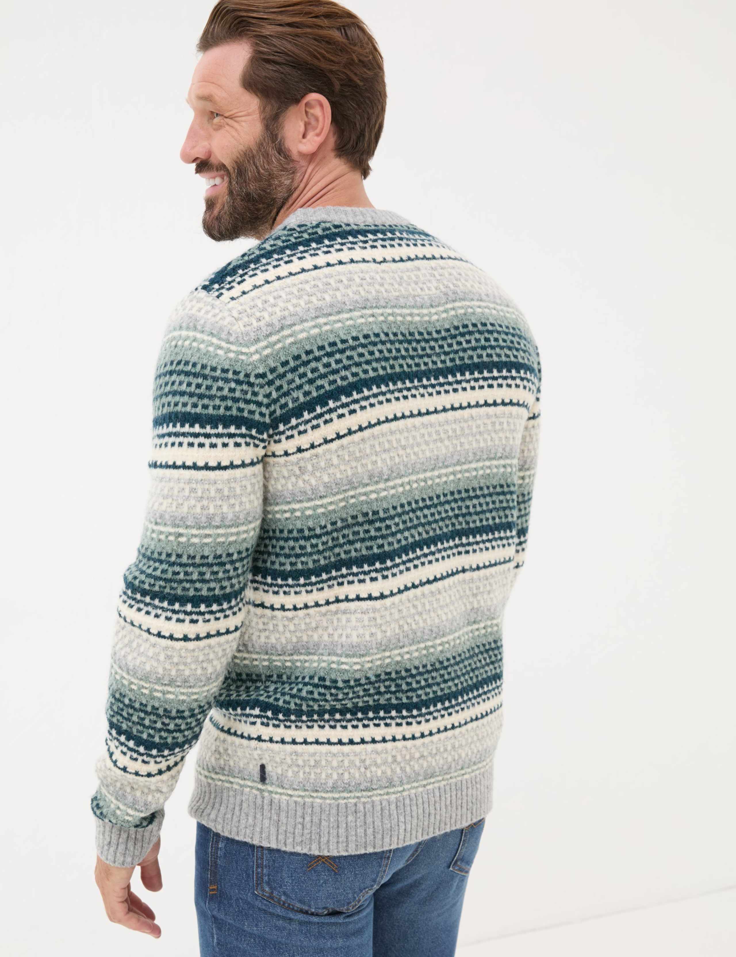 Textured Striped Crew Neck Jumper with Wool 3 of 5