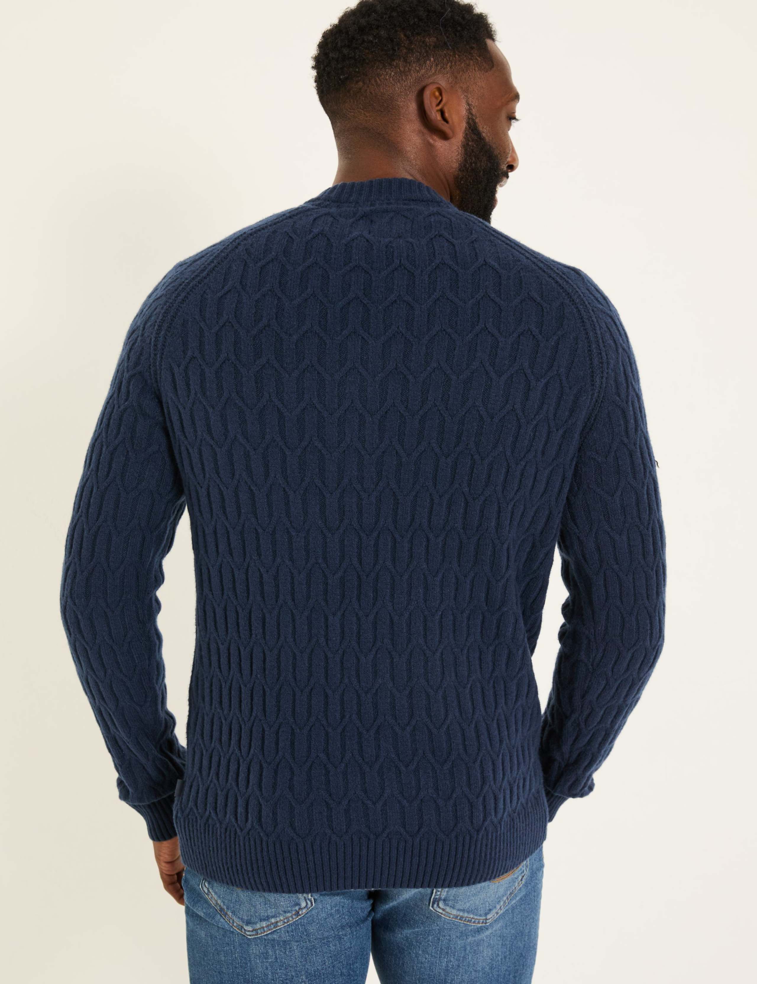 Textured Crew Neck Jumper with Cotton 3 of 5
