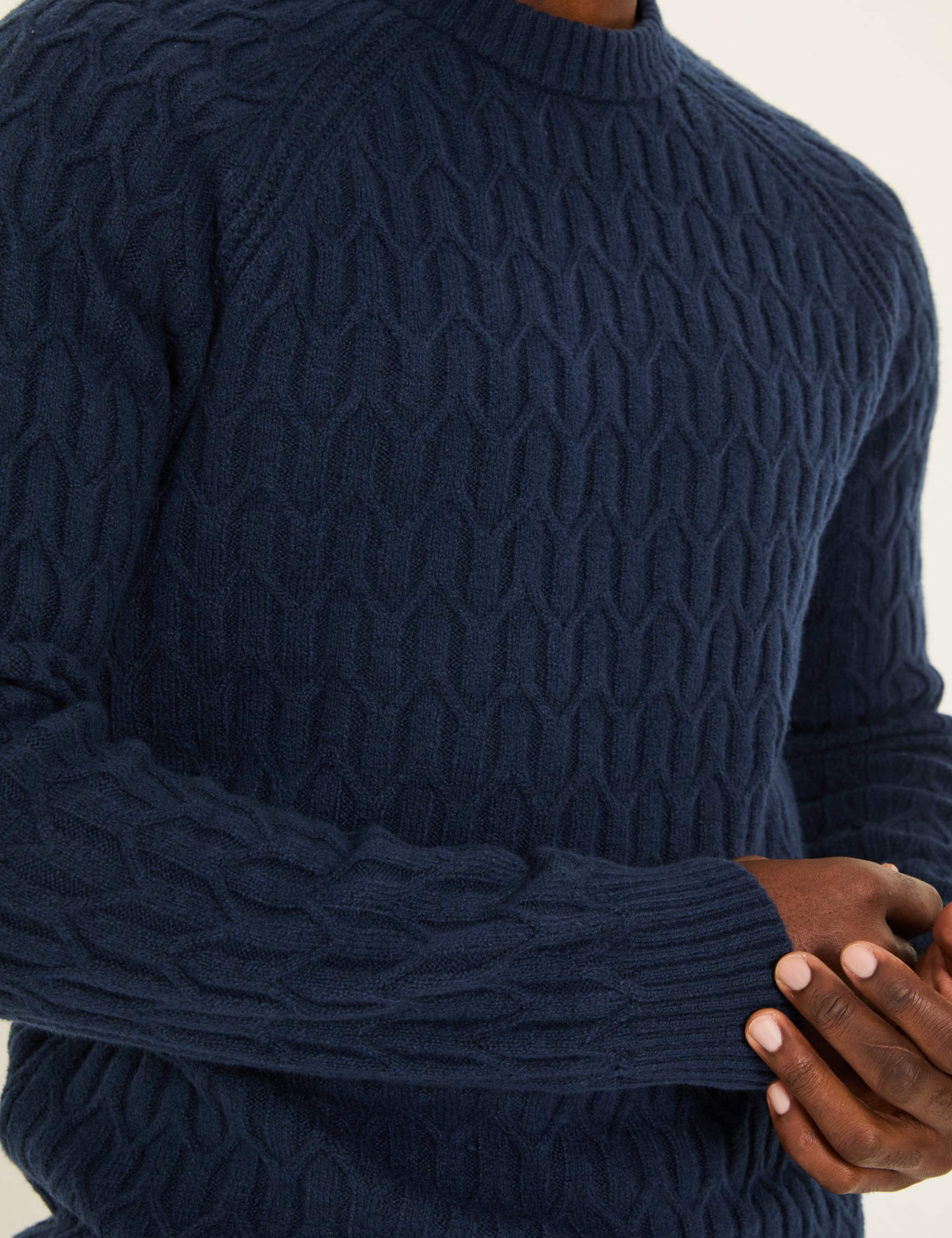 Textured Crew Neck Jumper with Cotton 4 of 5