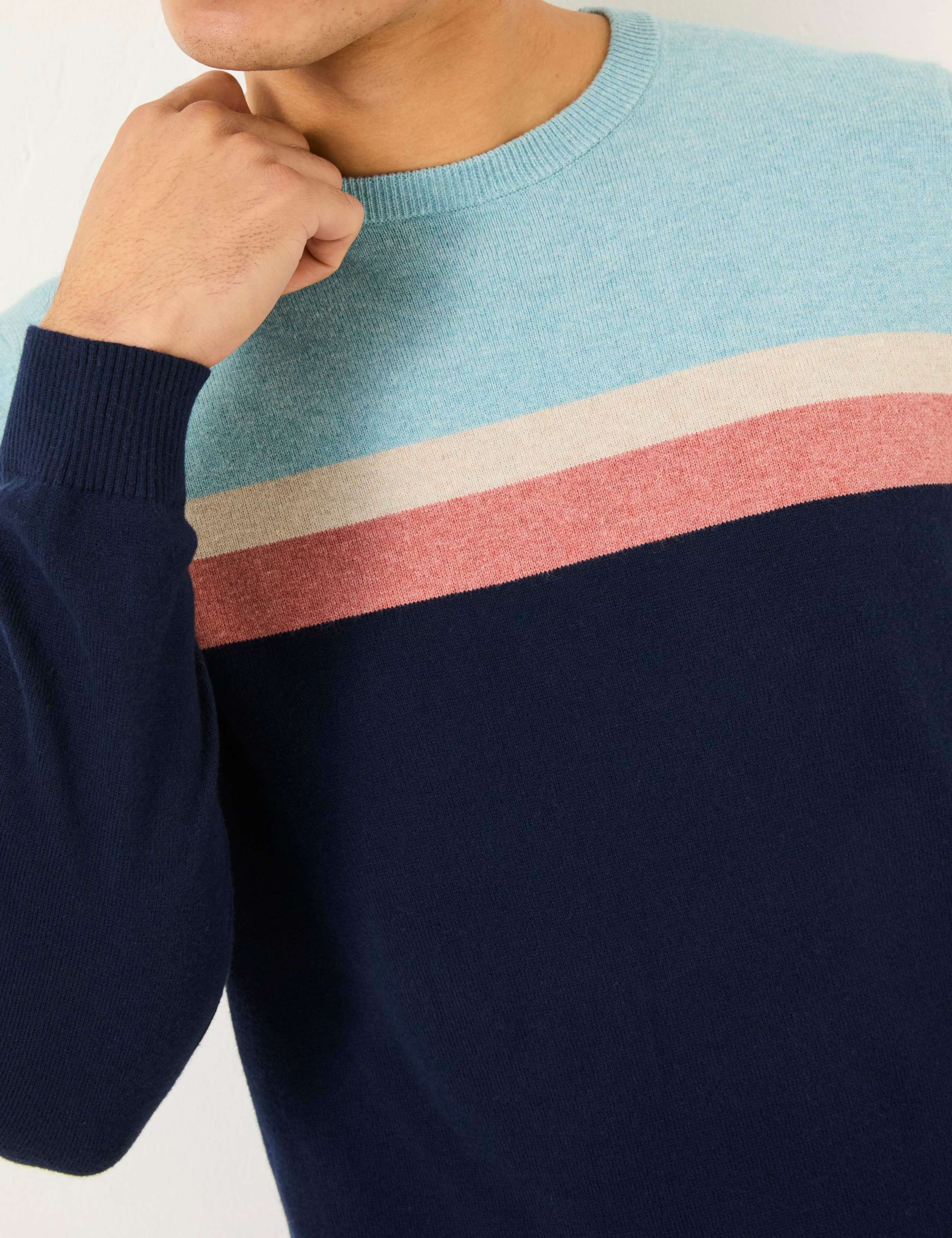 Cotton Rich Colour Block Crew Neck Jumper 4 of 5
