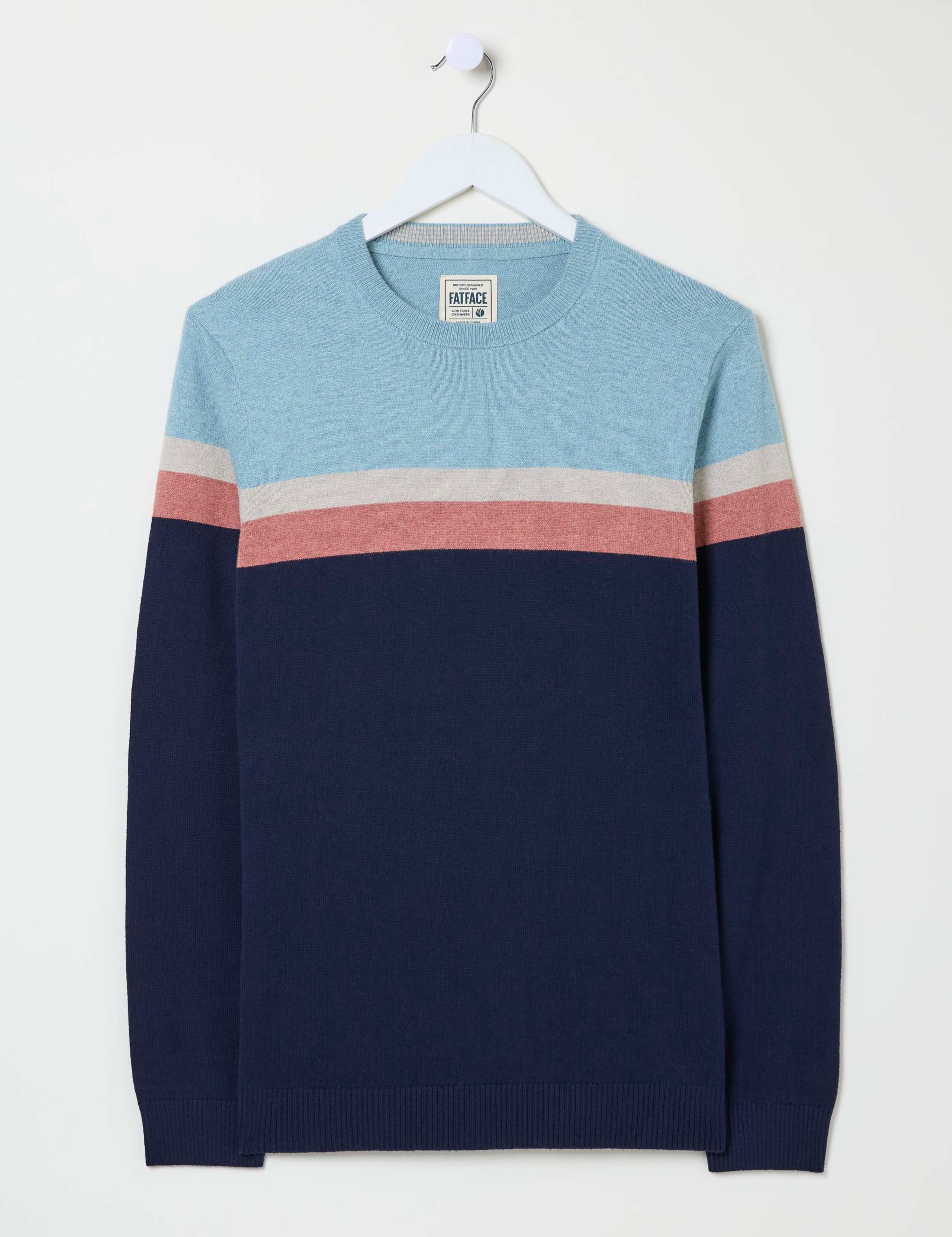 Cotton Rich Colour Block Crew Neck Jumper 2 of 5