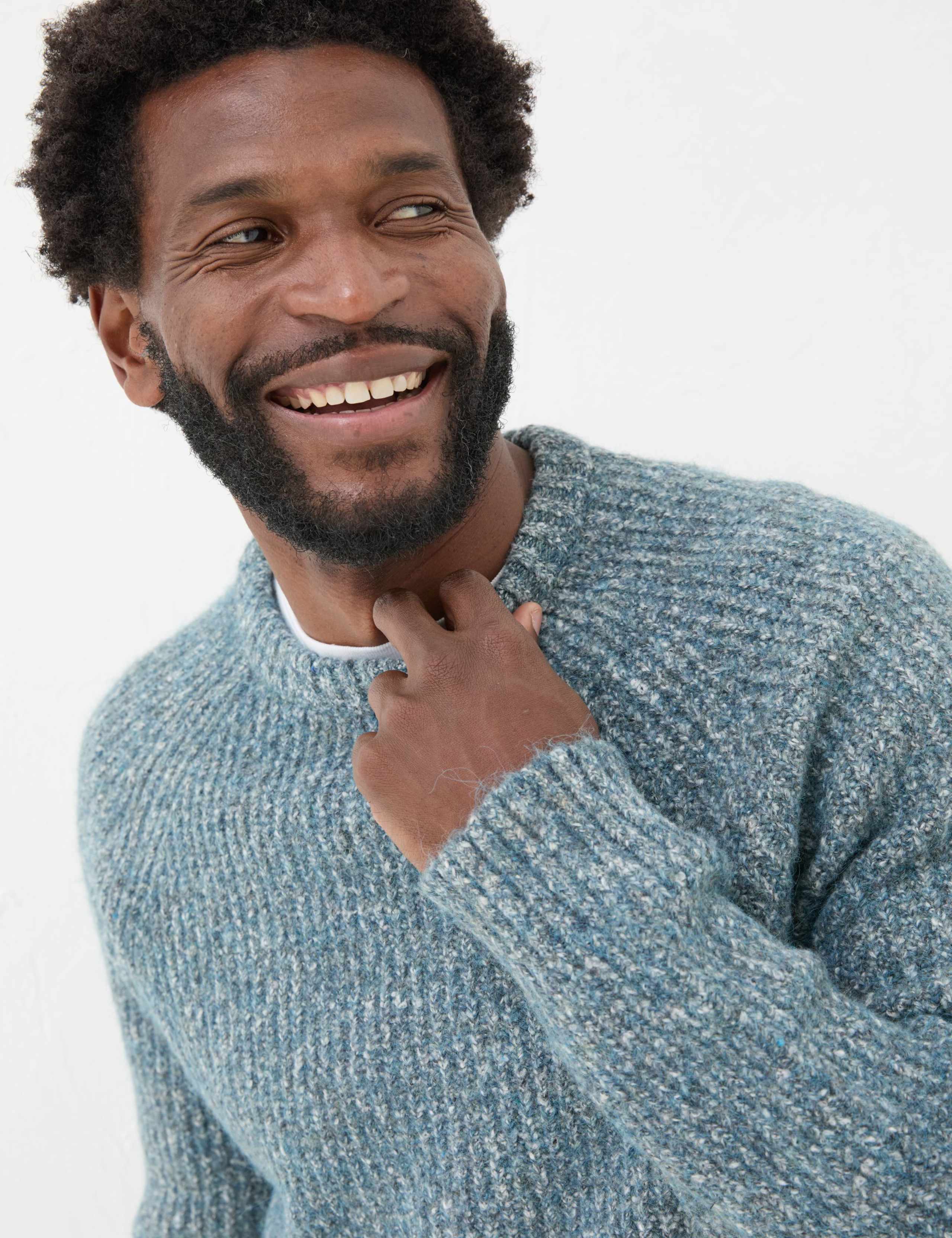 Cotton Blend Textured Crew Neck Jumper 5 of 6