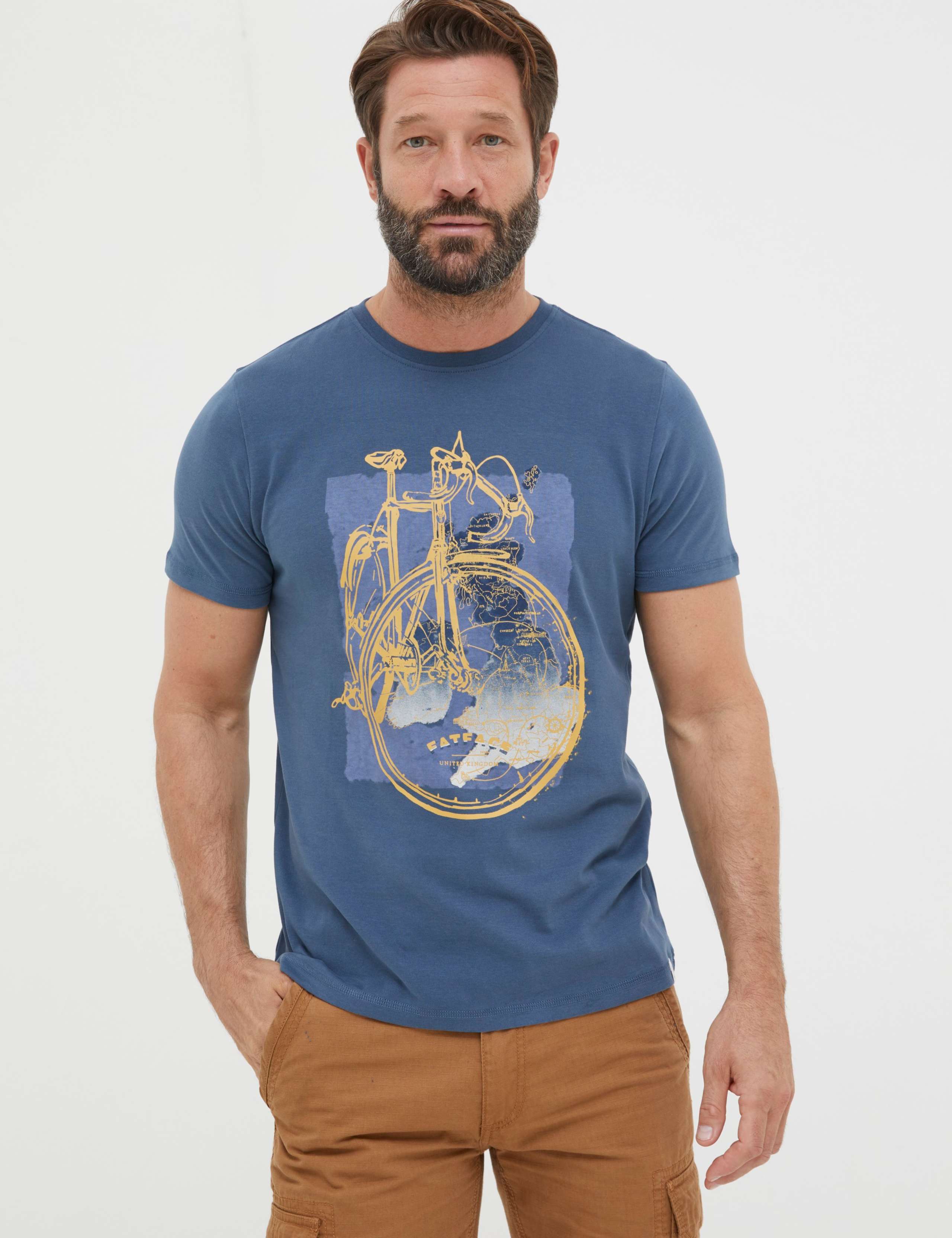 Pure Cotton Bike & Map Graphic T-Shirt 1 of 5