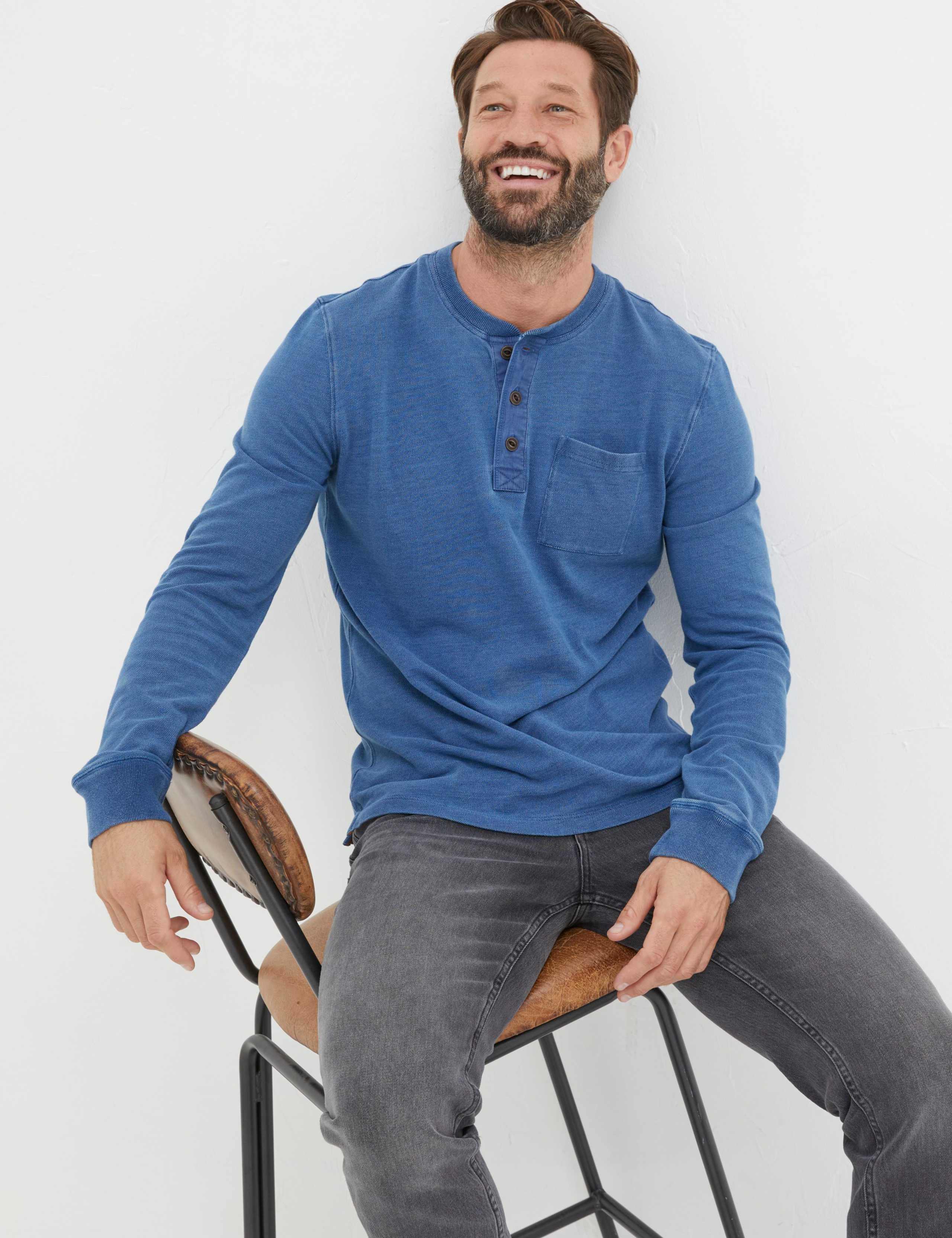 Pure Cotton Henley Long Sleeve T-Shirt 5 of 5