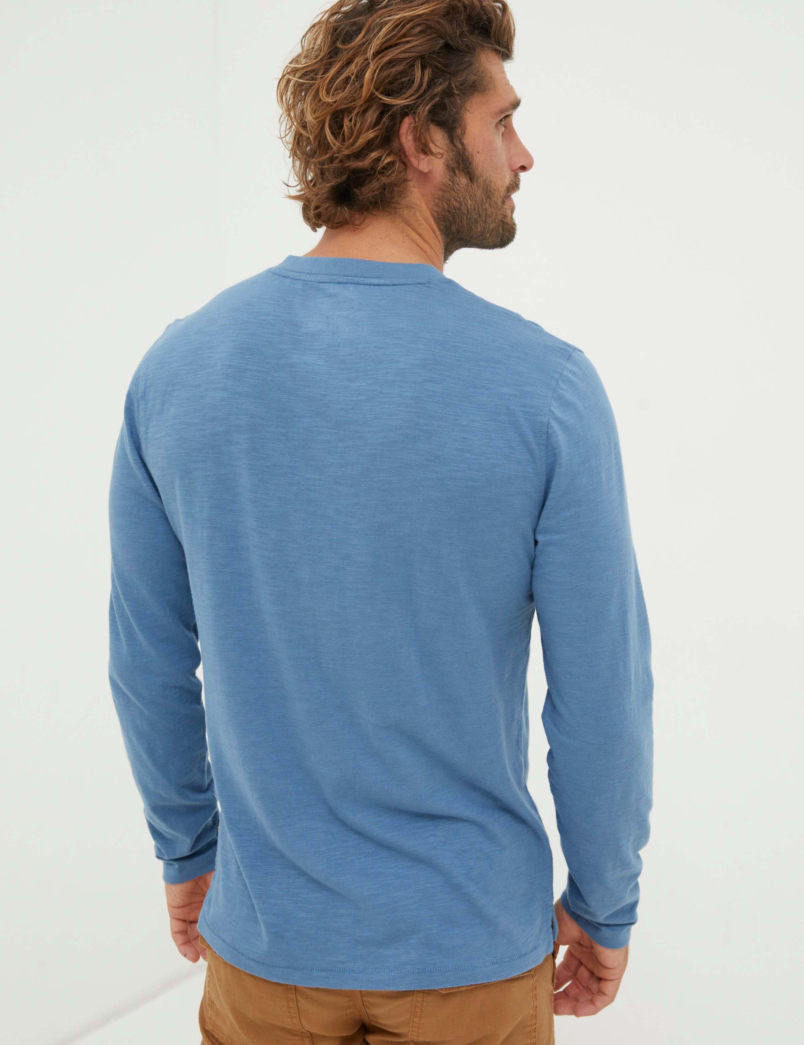 Pure Cotton Crew Neck Henley T-Shirt 3 of 6