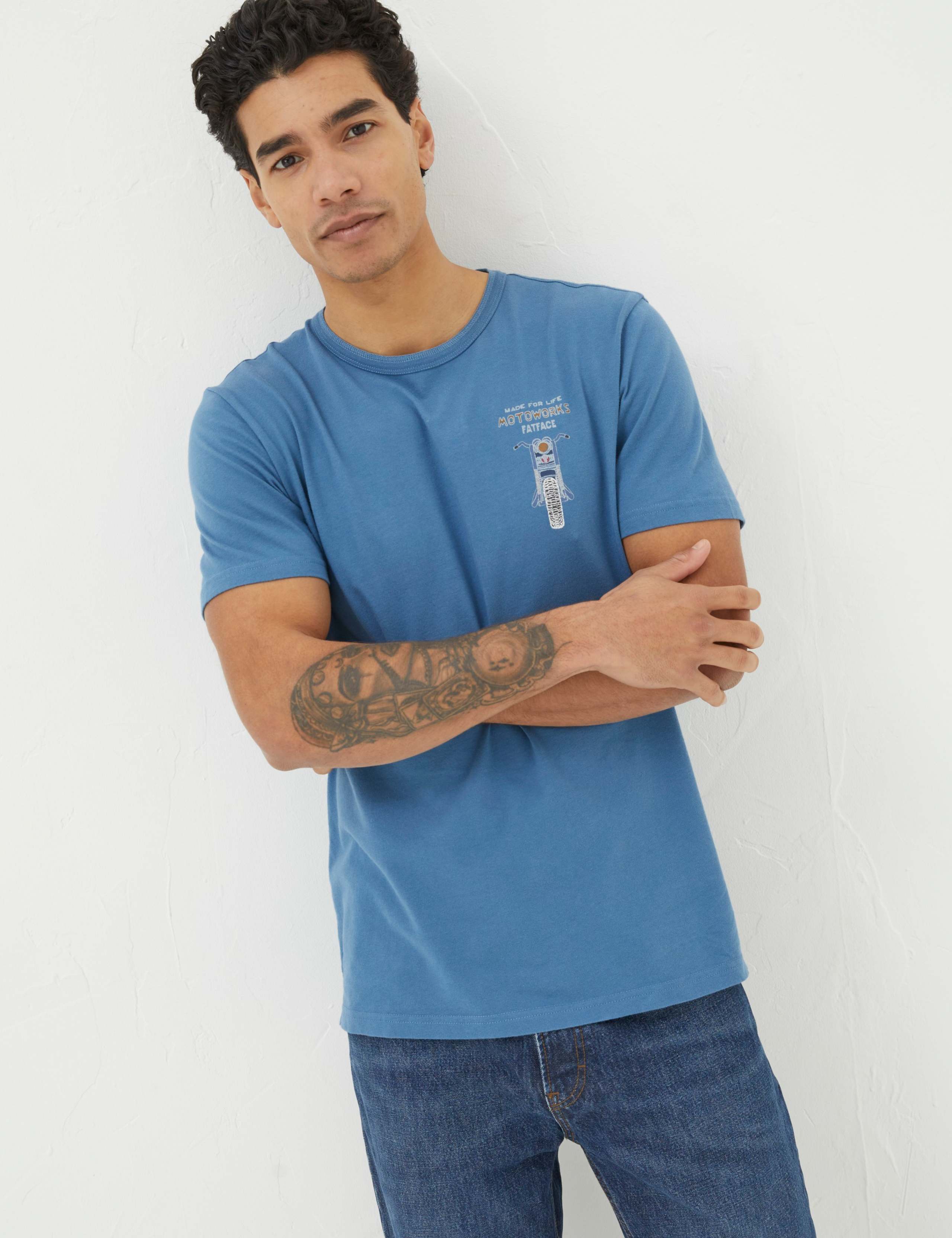 Pure Cotton Motorbike Graphic T-Shirt 1 of 5
