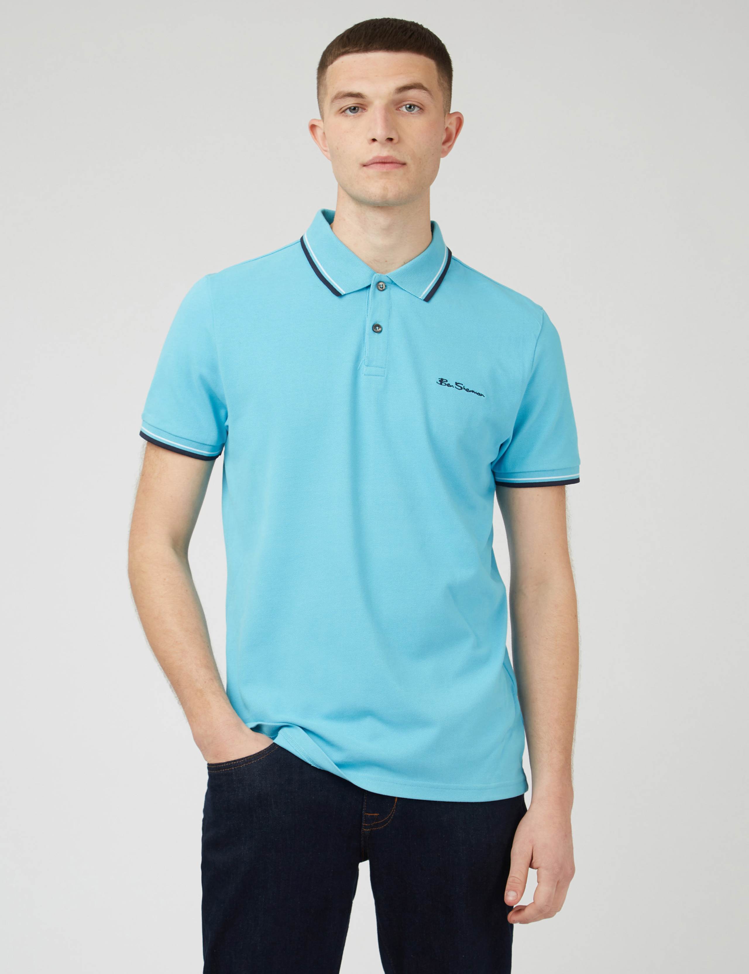 Cotton Pique Tipped Polo Shirt 1 of 6