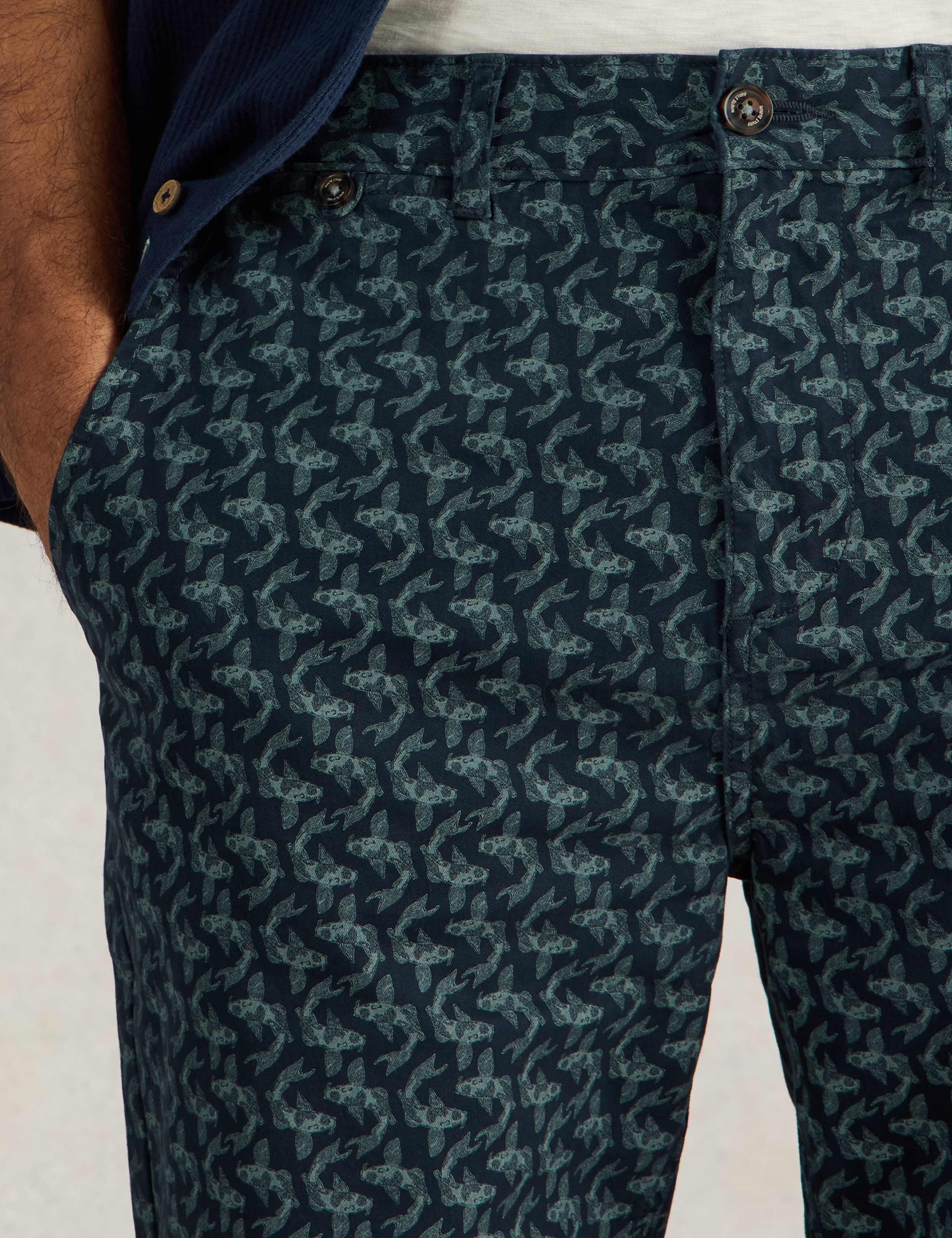 Cotton Rich Fish Print Chino Shorts 5 of 6