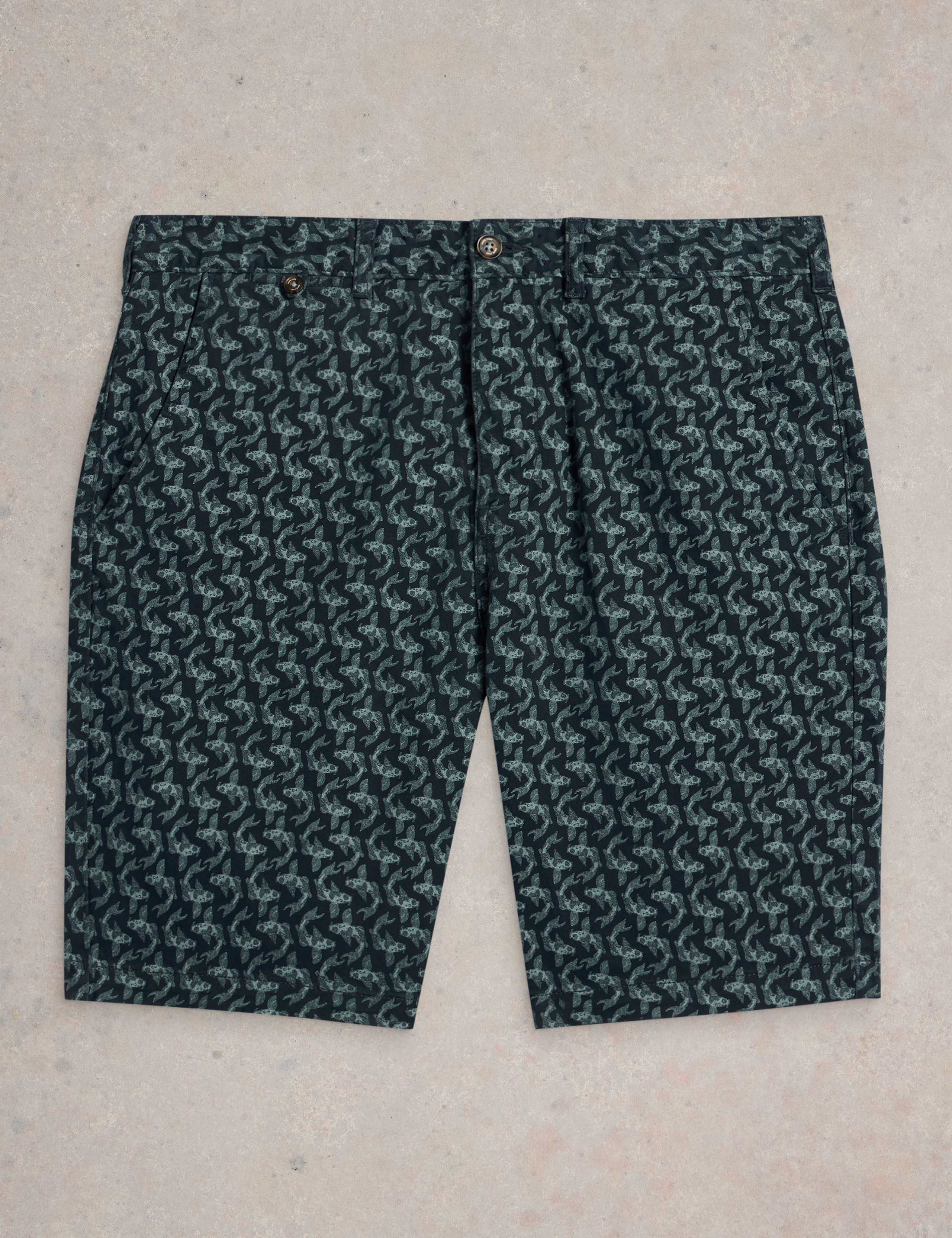 Cotton Rich Fish Print Chino Shorts 2 of 6