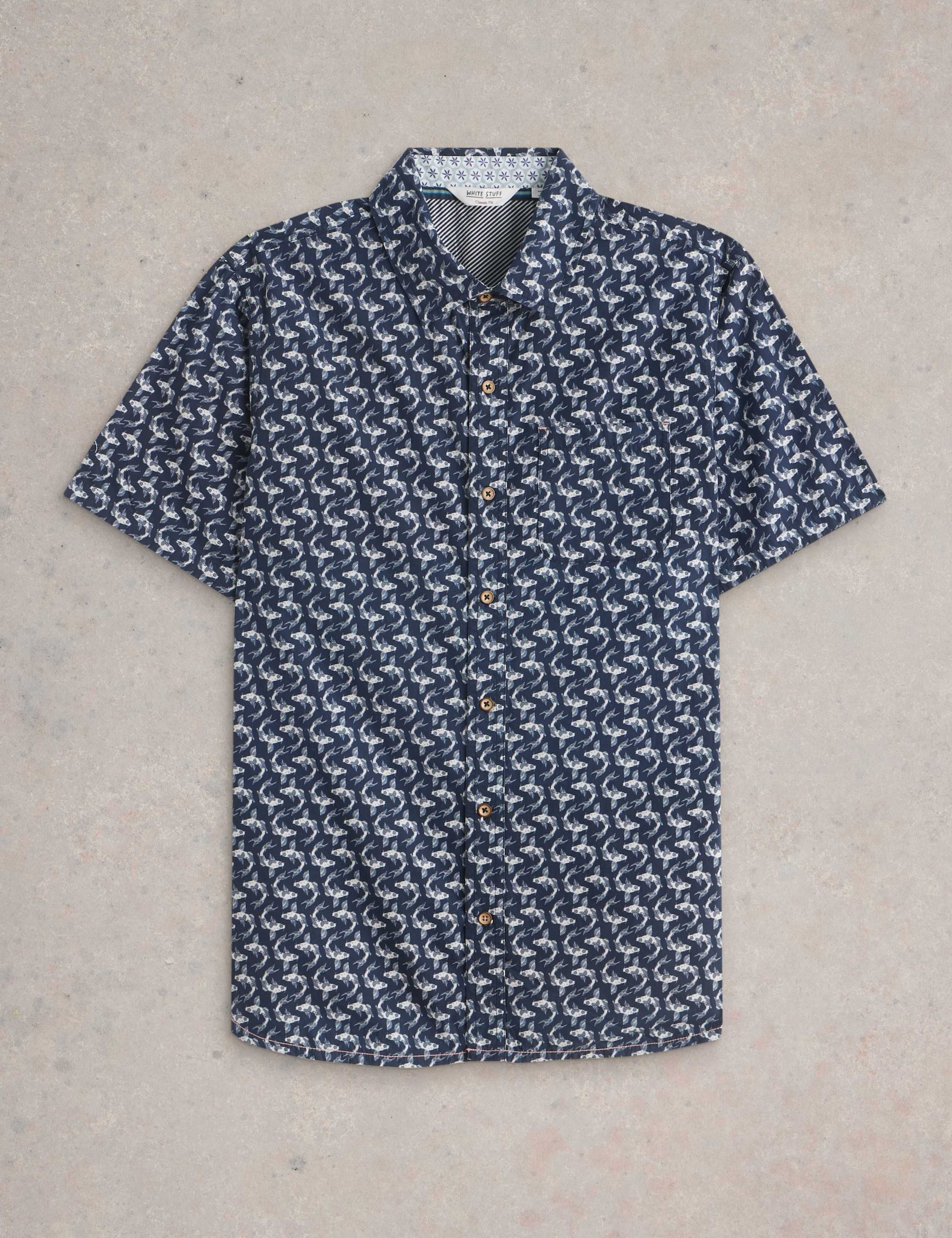 Regular Fit Pure Cotton Koi Print Shirt 2 of 6