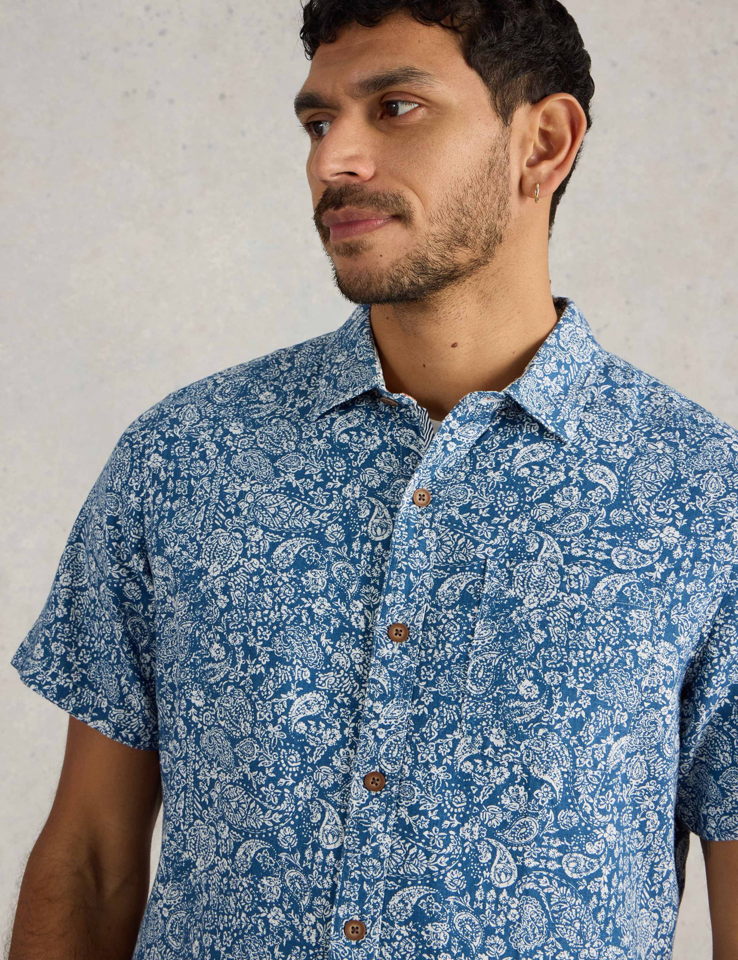 Regular Fit Linen Rich Paisley Print Shirt 4 of 4