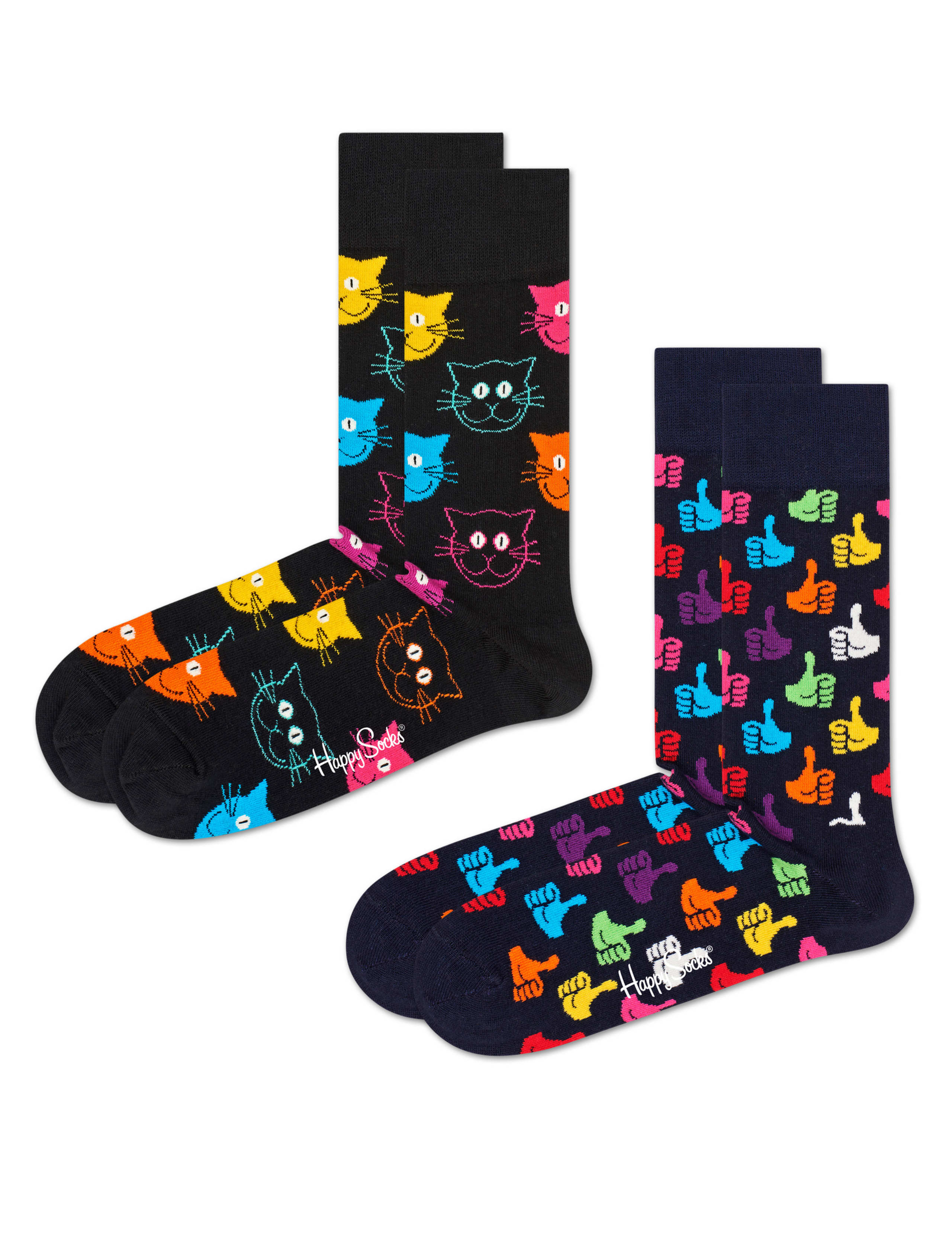 2pk Assorted Cat Cotton Rich Socks 1 of 1