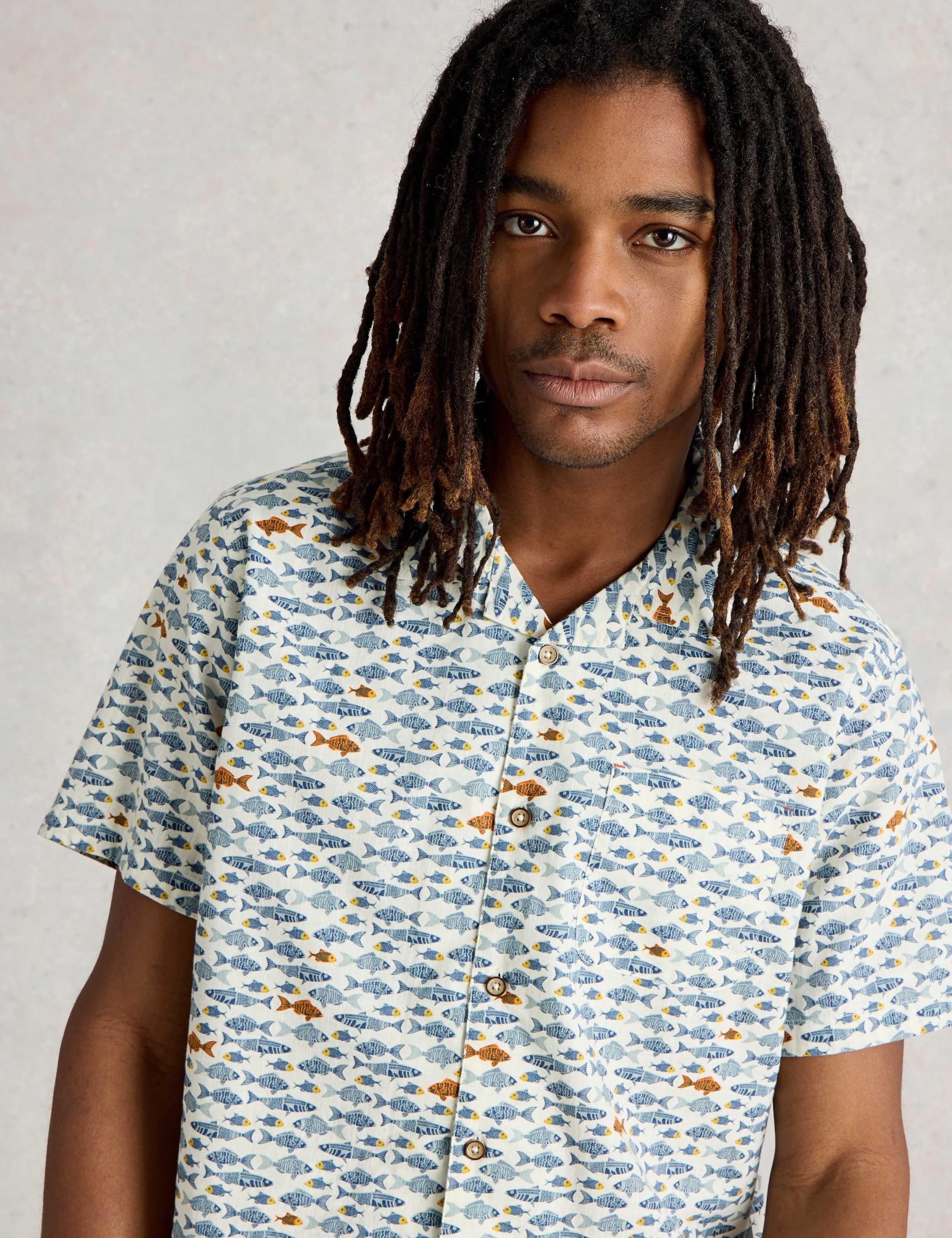 Pure Cotton Fish Print Short Sleeve Shirt 5 of 6