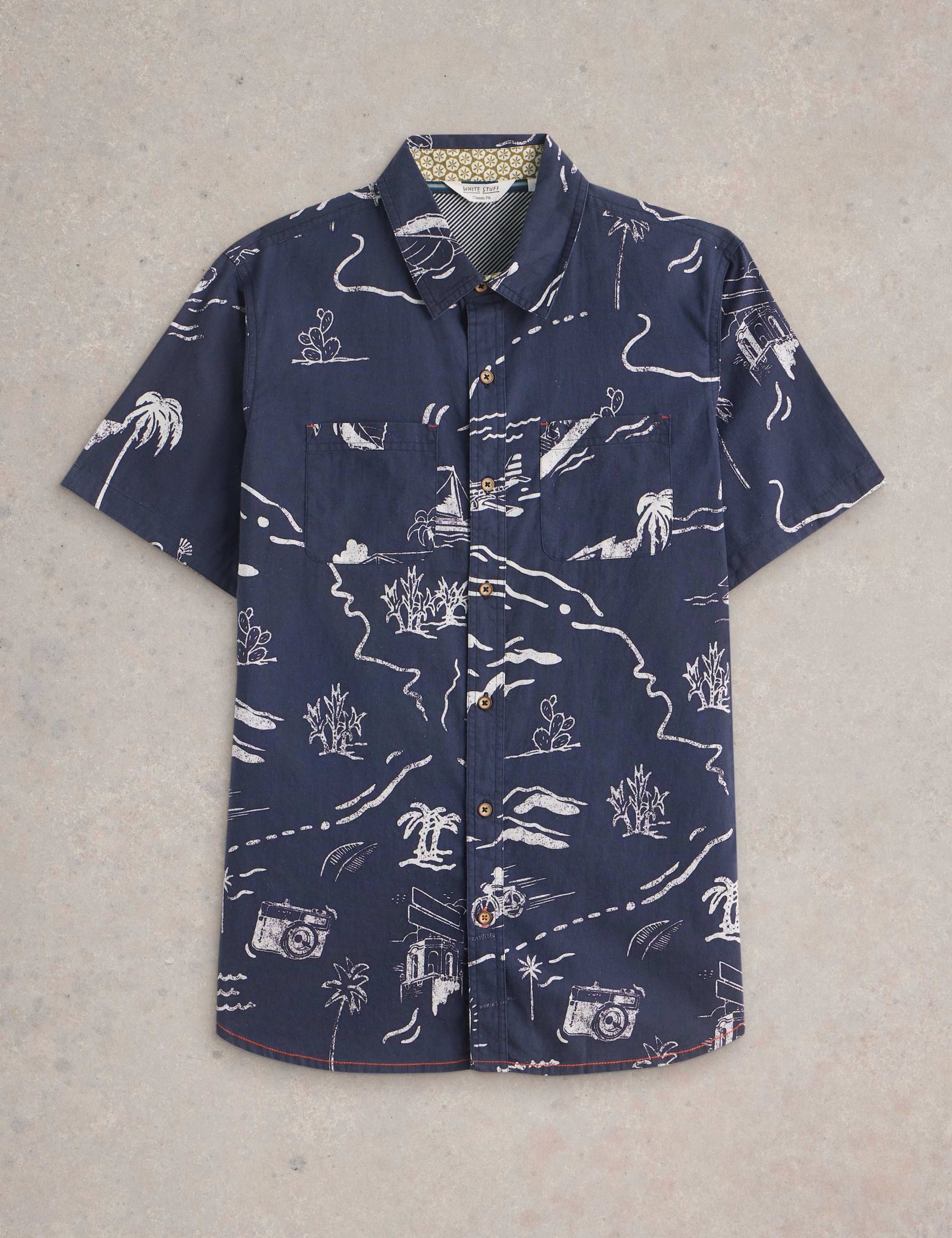 Linen Rich Print Short Sleeve Shirt 2 of 5