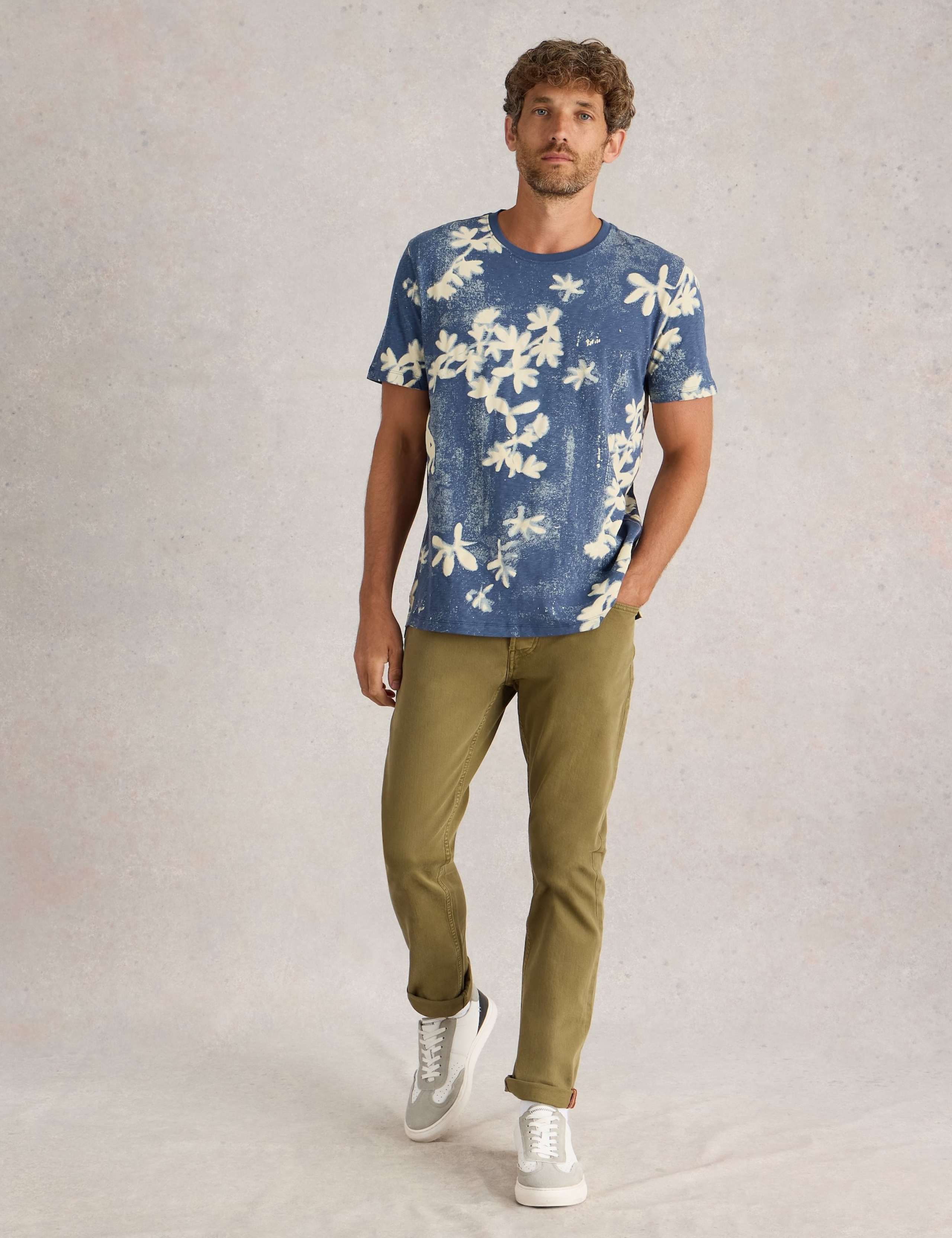 Pure Cotton Floral Print Crew Neck T-Shirt 3 of 6