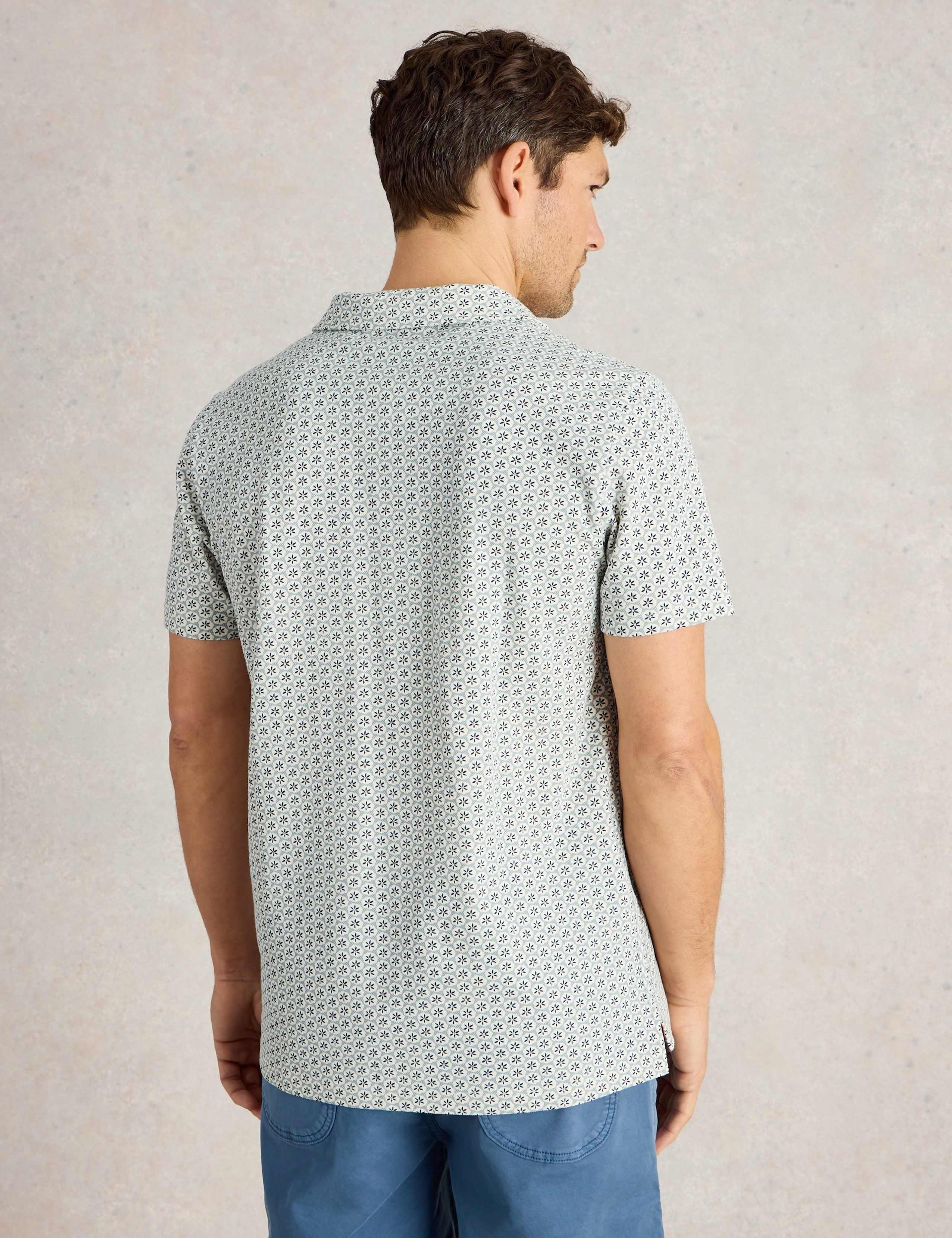 Pure Cotton Geometric Print Polo Shirt 4 of 6