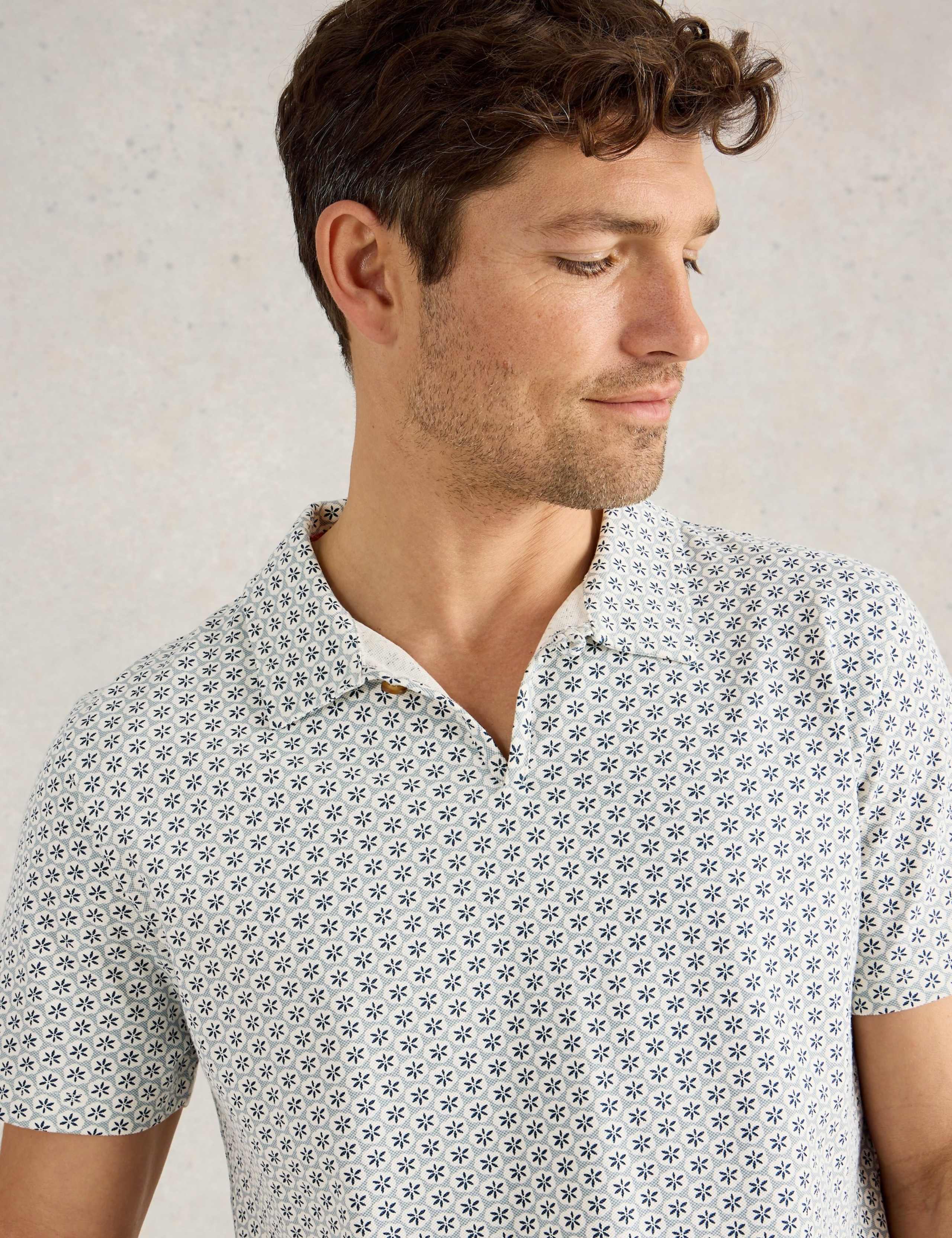 Pure Cotton Geometric Print Polo Shirt 5 of 6