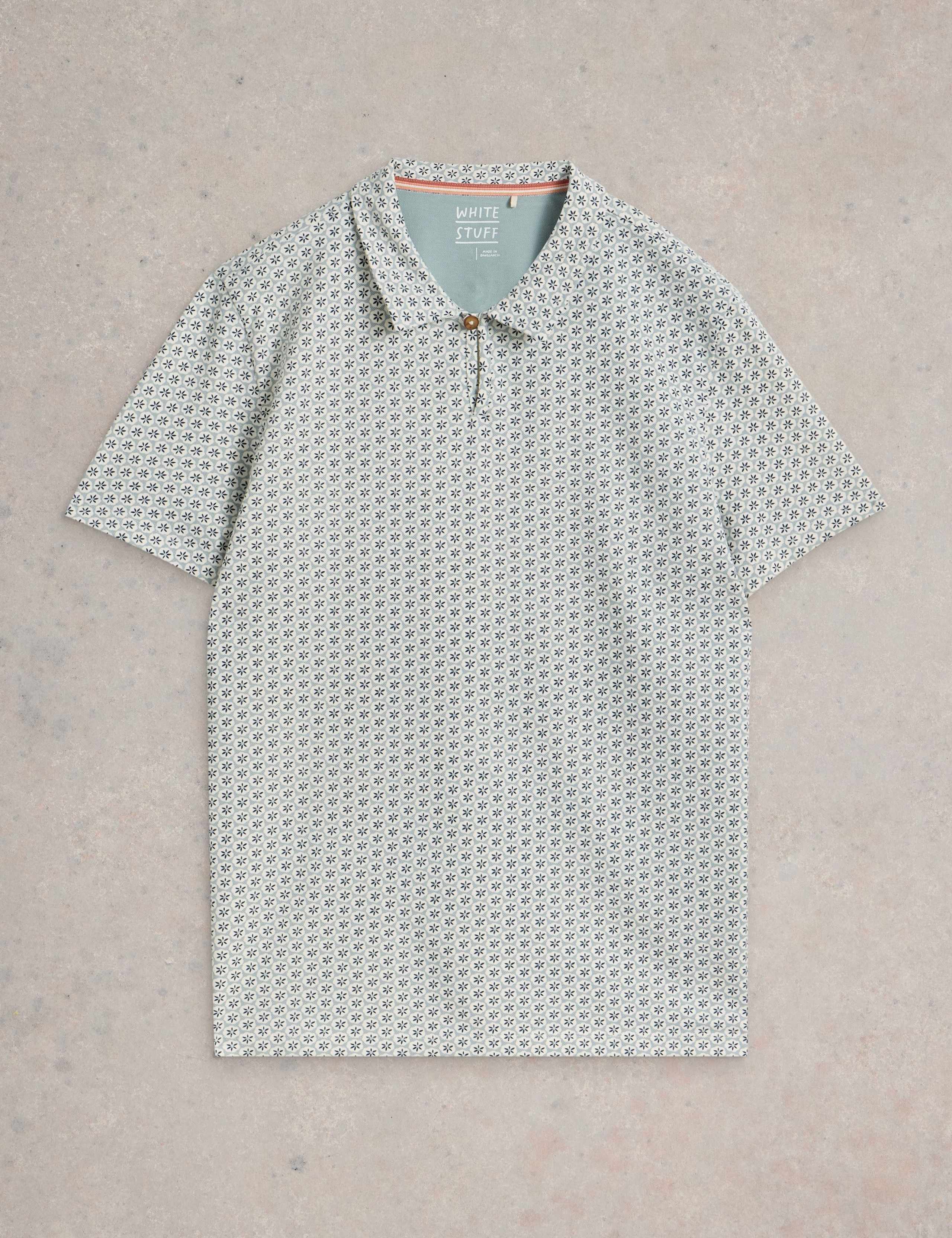 Pure Cotton Geometric Print Polo Shirt 2 of 6
