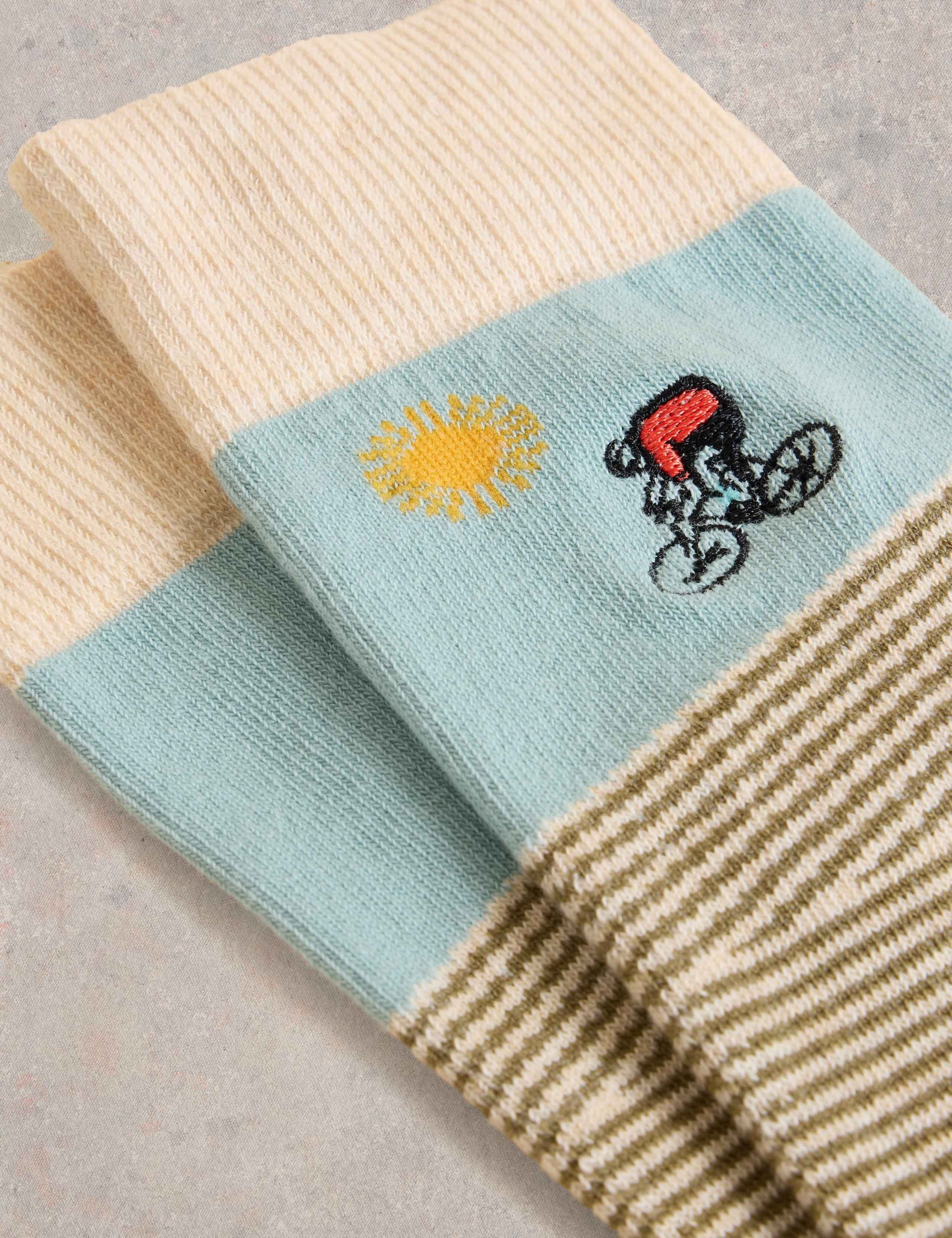 Embroidered Cyclist Cotton Rich Socks 2 of 2