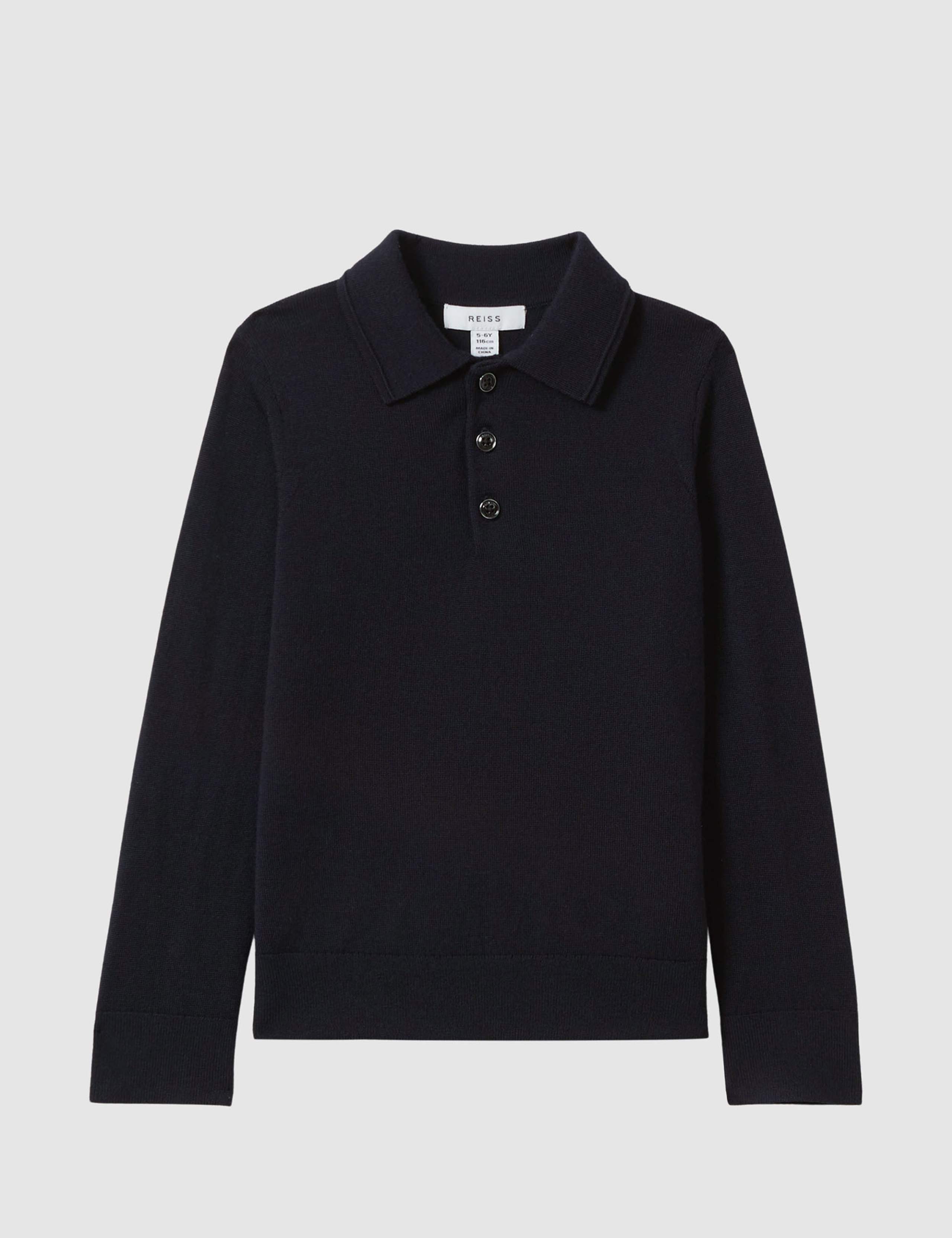 Pure Merino Wool Knitted Polo Shirt (3-14 Yrs) 2 of 5