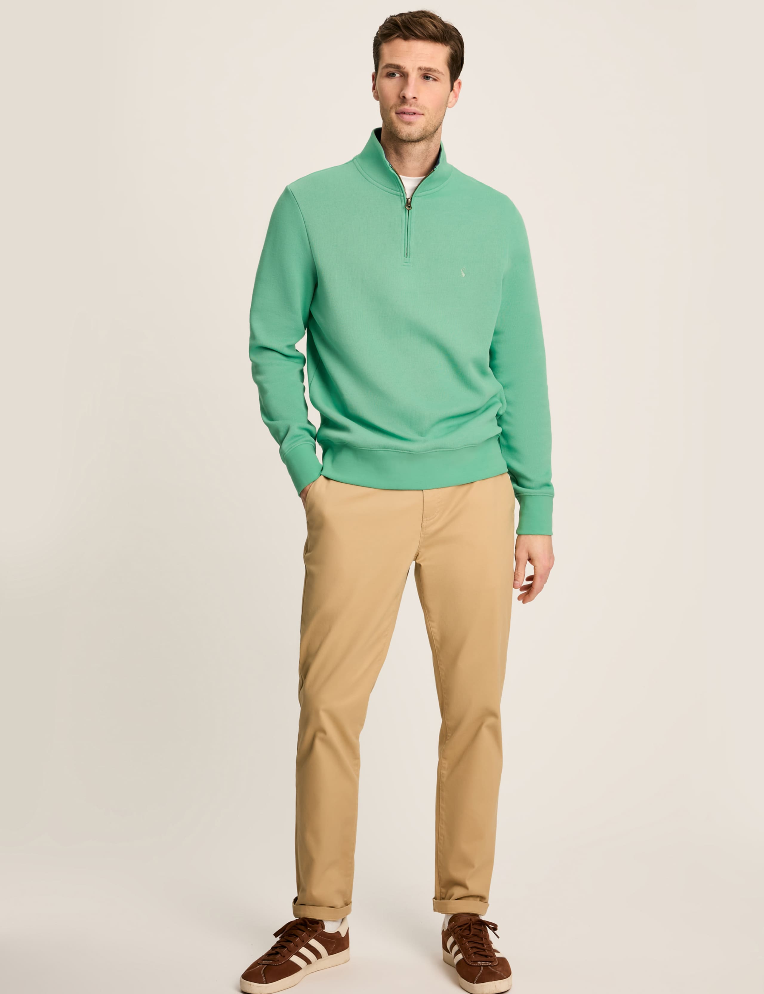 Pure Cotton Funnel Neck Half Zip Jumper 1 of 6