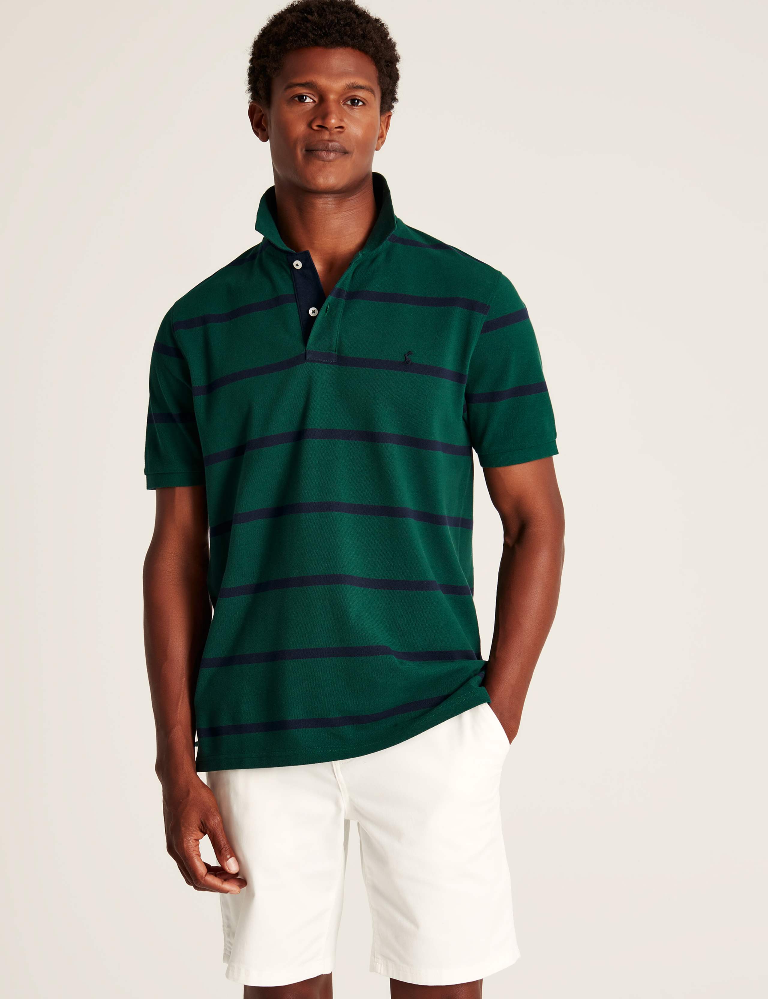 Pure Cotton Pique Striped Polo Shirt 1 of 4