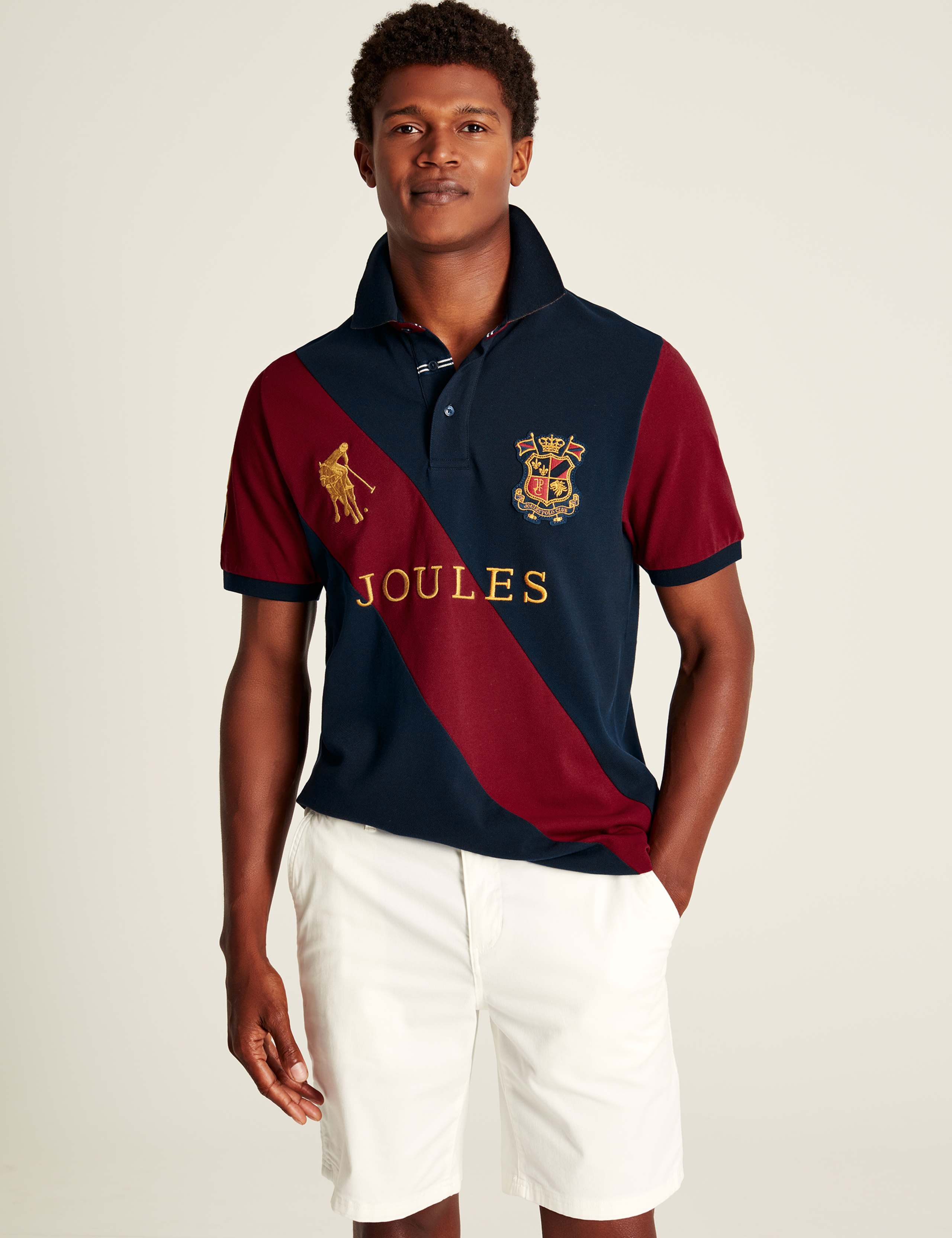 Pure Cotton Jersey Colour Block Polo Shirt 1 of 6