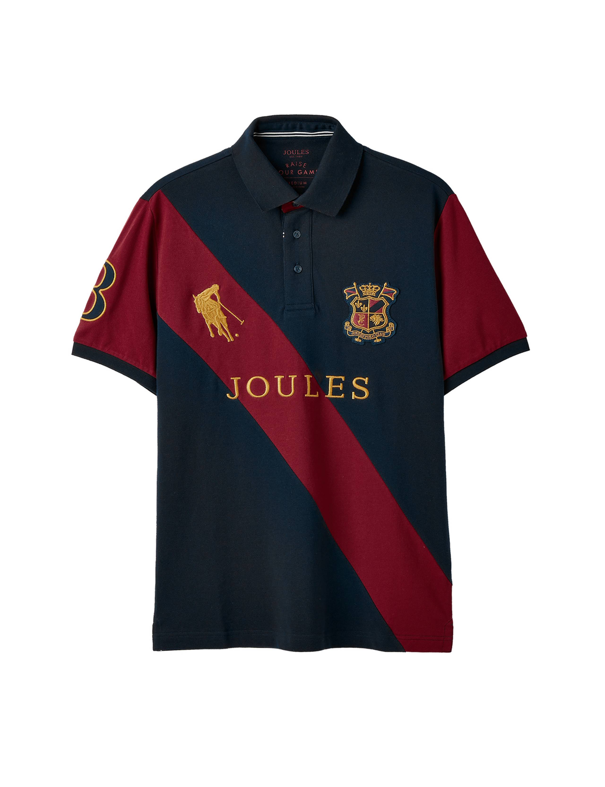 Pure Cotton Jersey Colour Block Polo Shirt 2 of 6