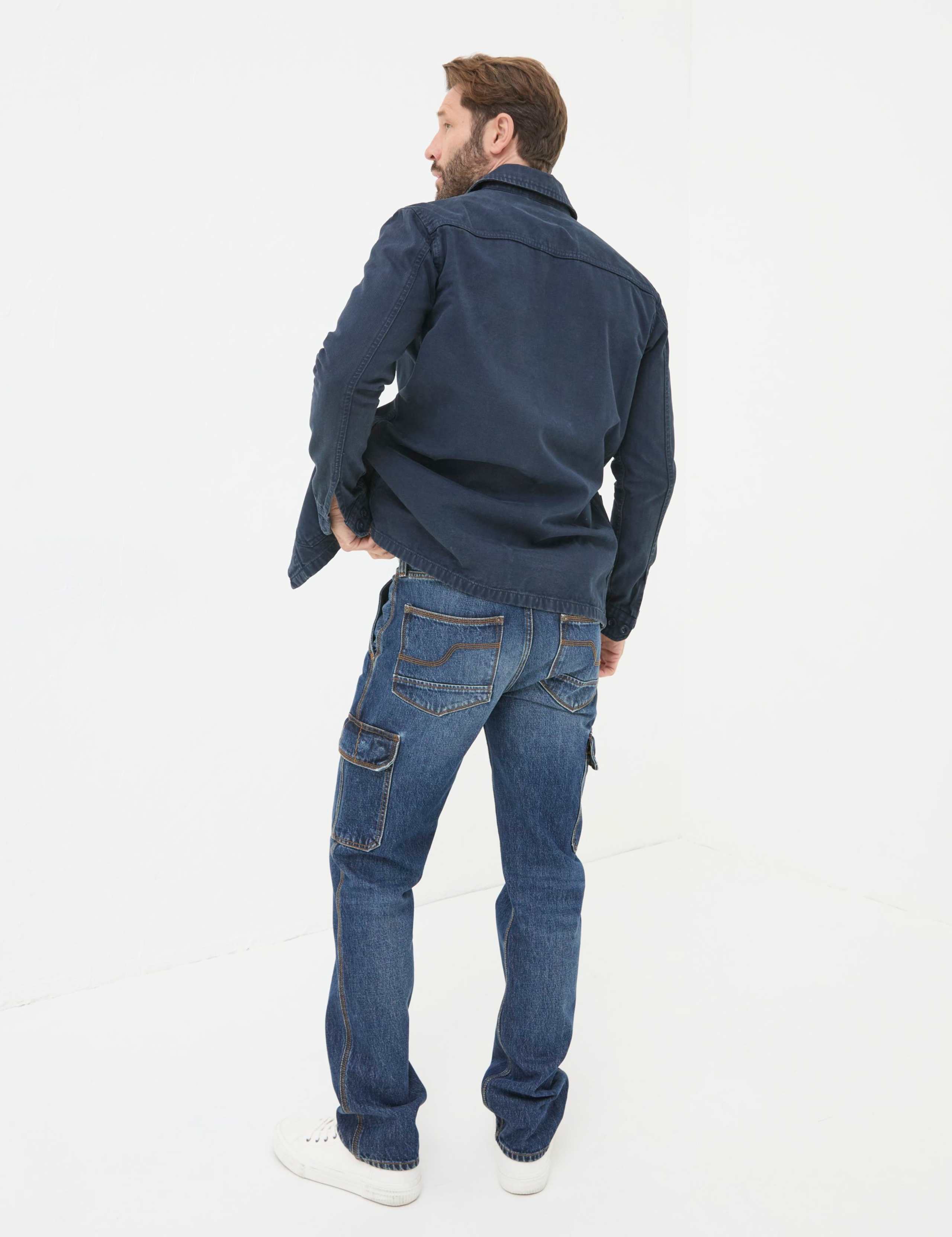 Pure Cotton Denim Straight Fit Cargo Jeans 3 of 5