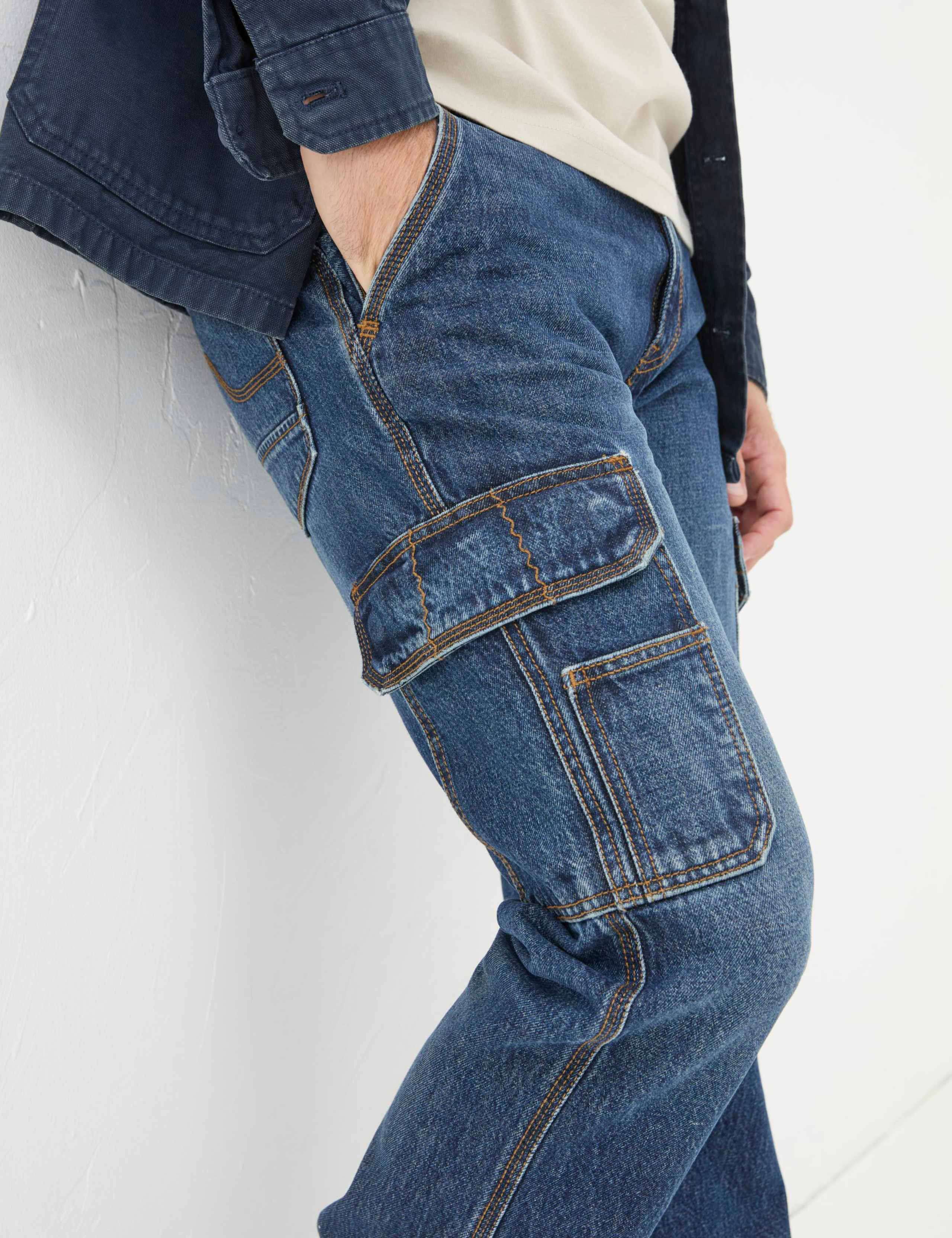 Pure Cotton Denim Straight Fit Cargo Jeans 5 of 5